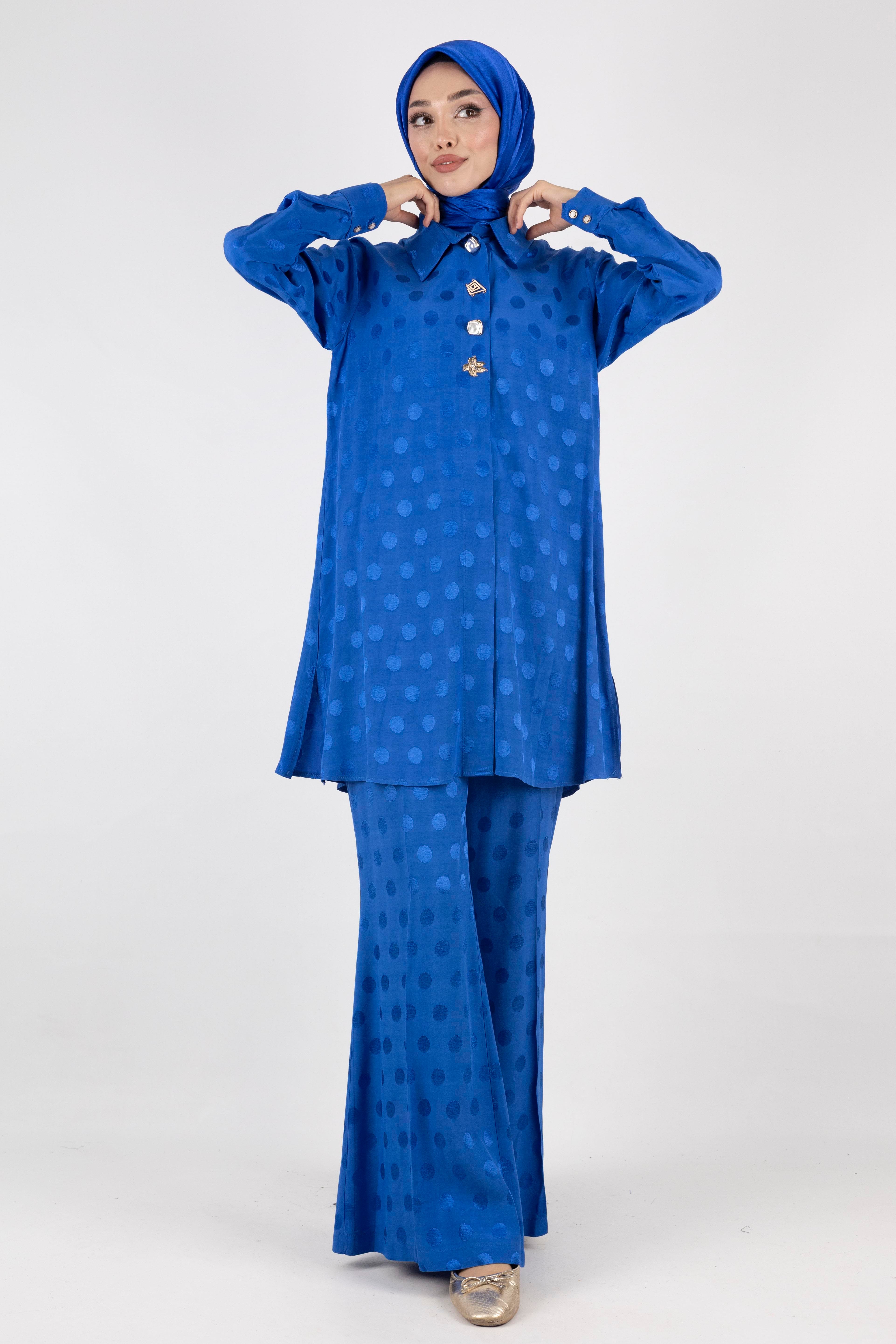 Orhan Store Jakar Pantolonlu Takım Saks OTW2152