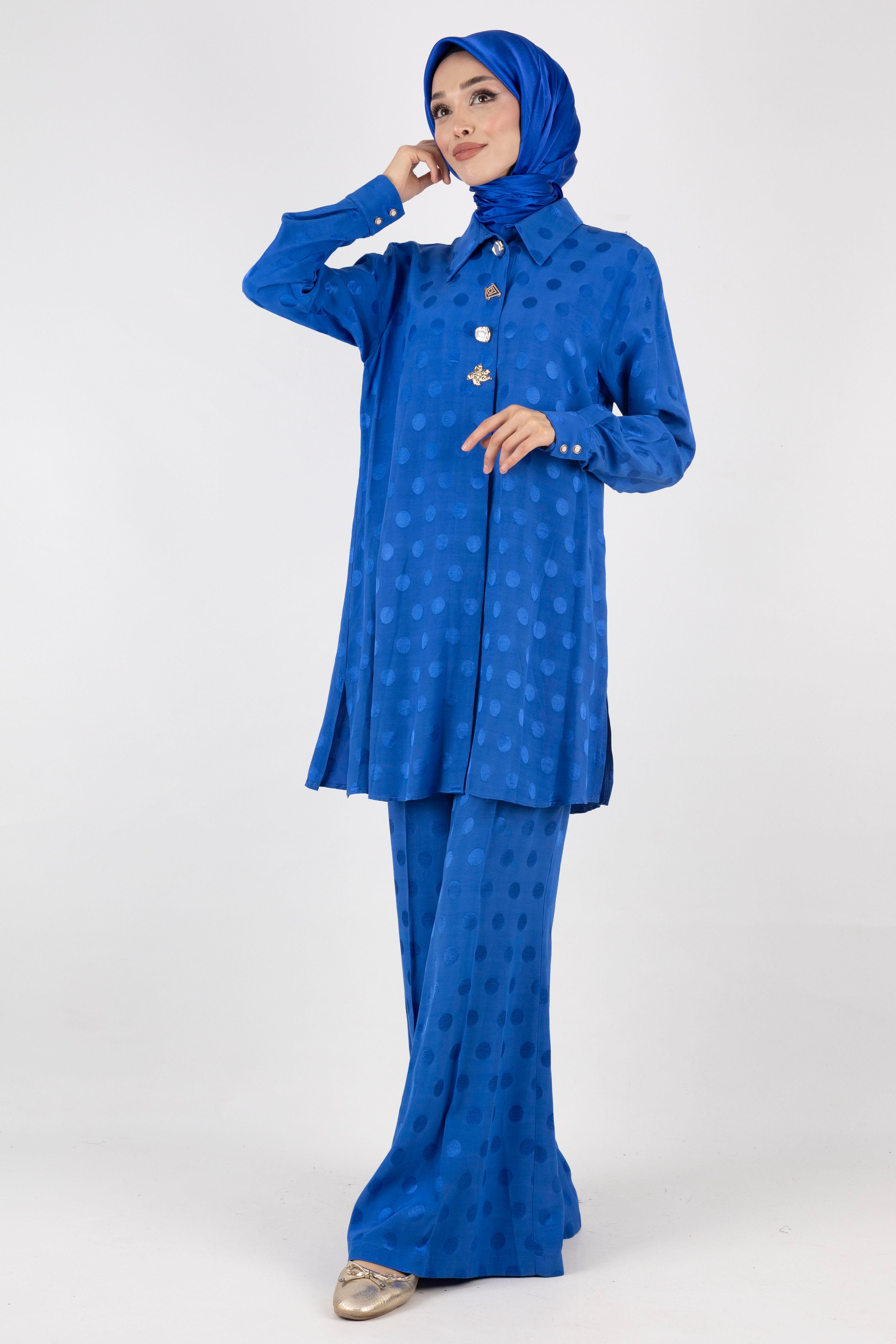 Orhan Store Jakar Pantolonlu Takım Saks OTW2152