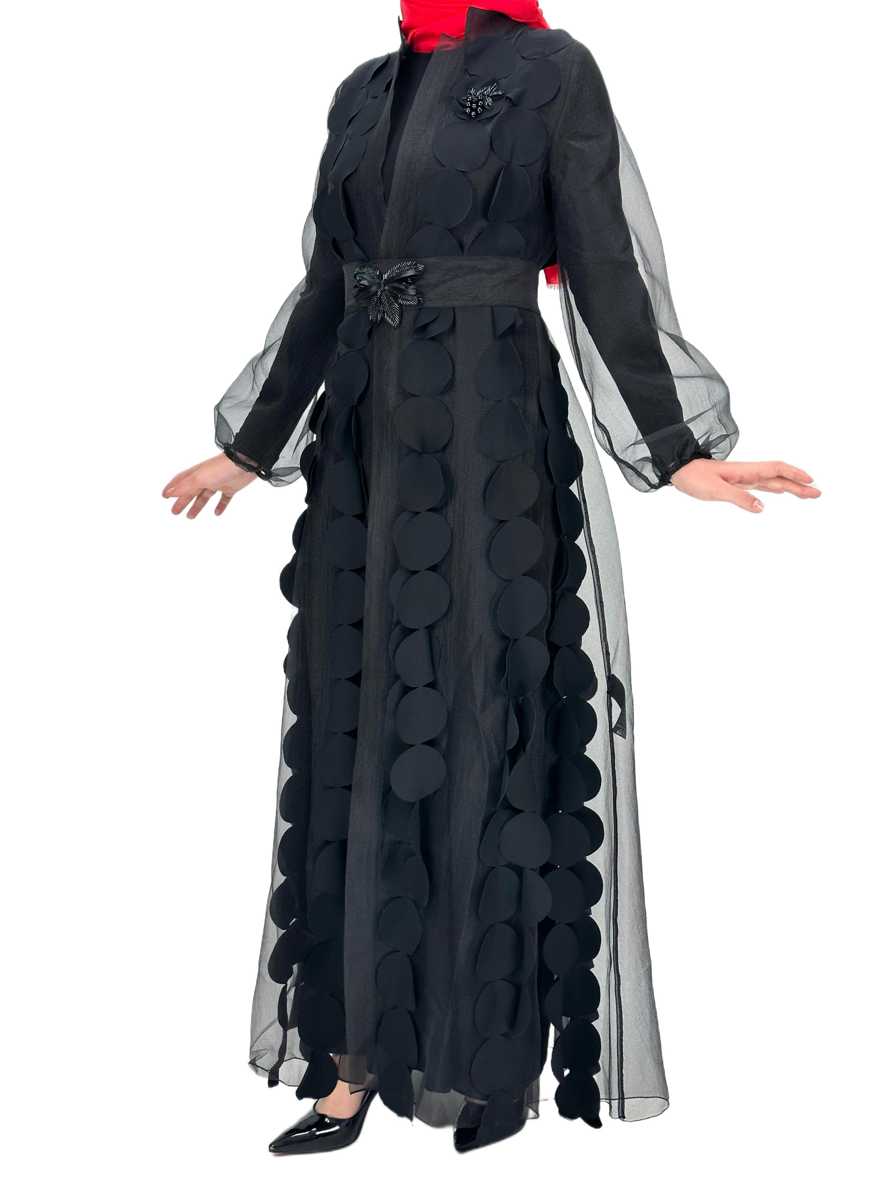 Orhan Store Organze Abayalı Takım Siyah OTW1871