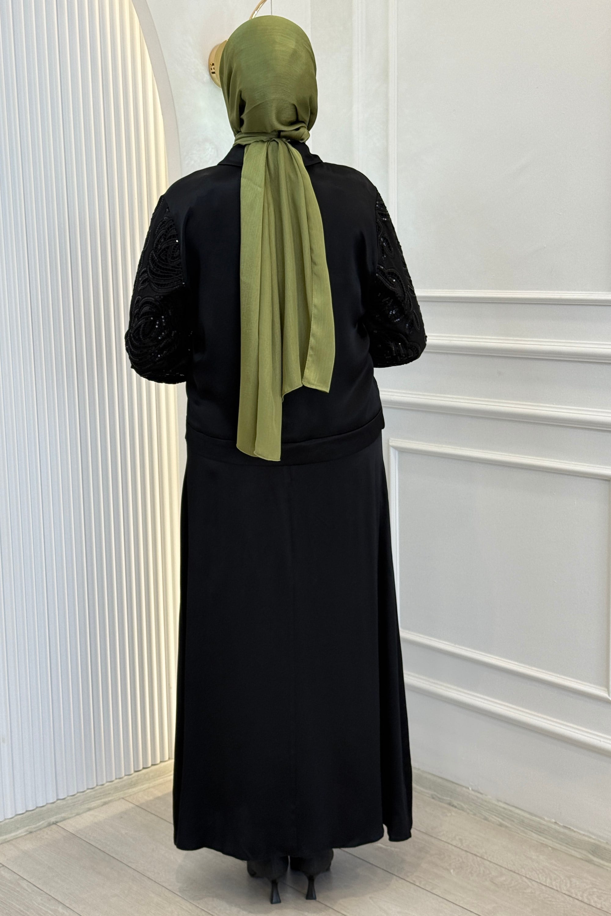 Orhan Store Payet Detaylı Ceketli Etek Takım Siyah OTW3042