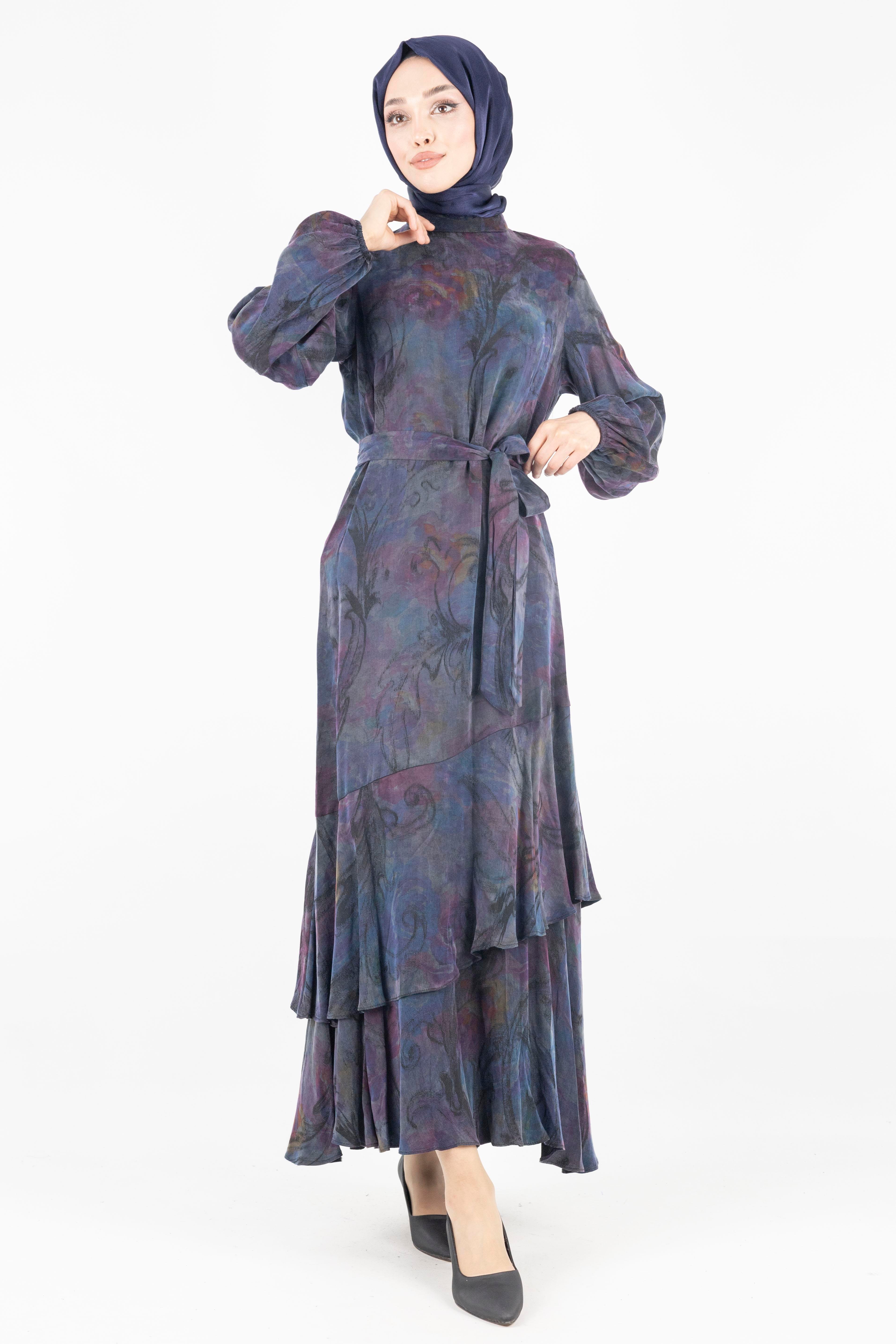 Orhan Store Qupra Kumaş Elbise Lacivert OTW1697