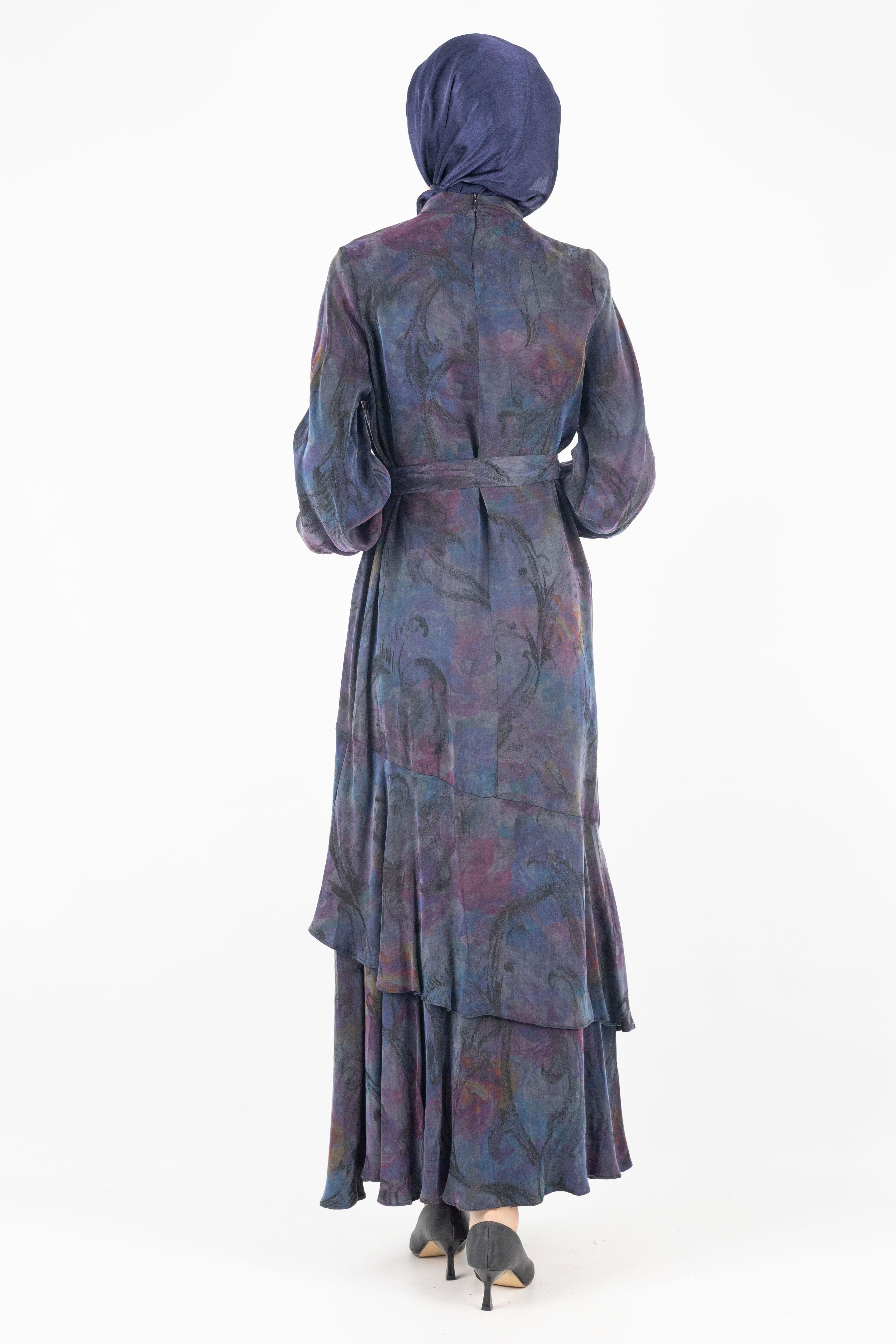 Orhan Store Qupra Kumaş Elbise Lacivert OTW1697