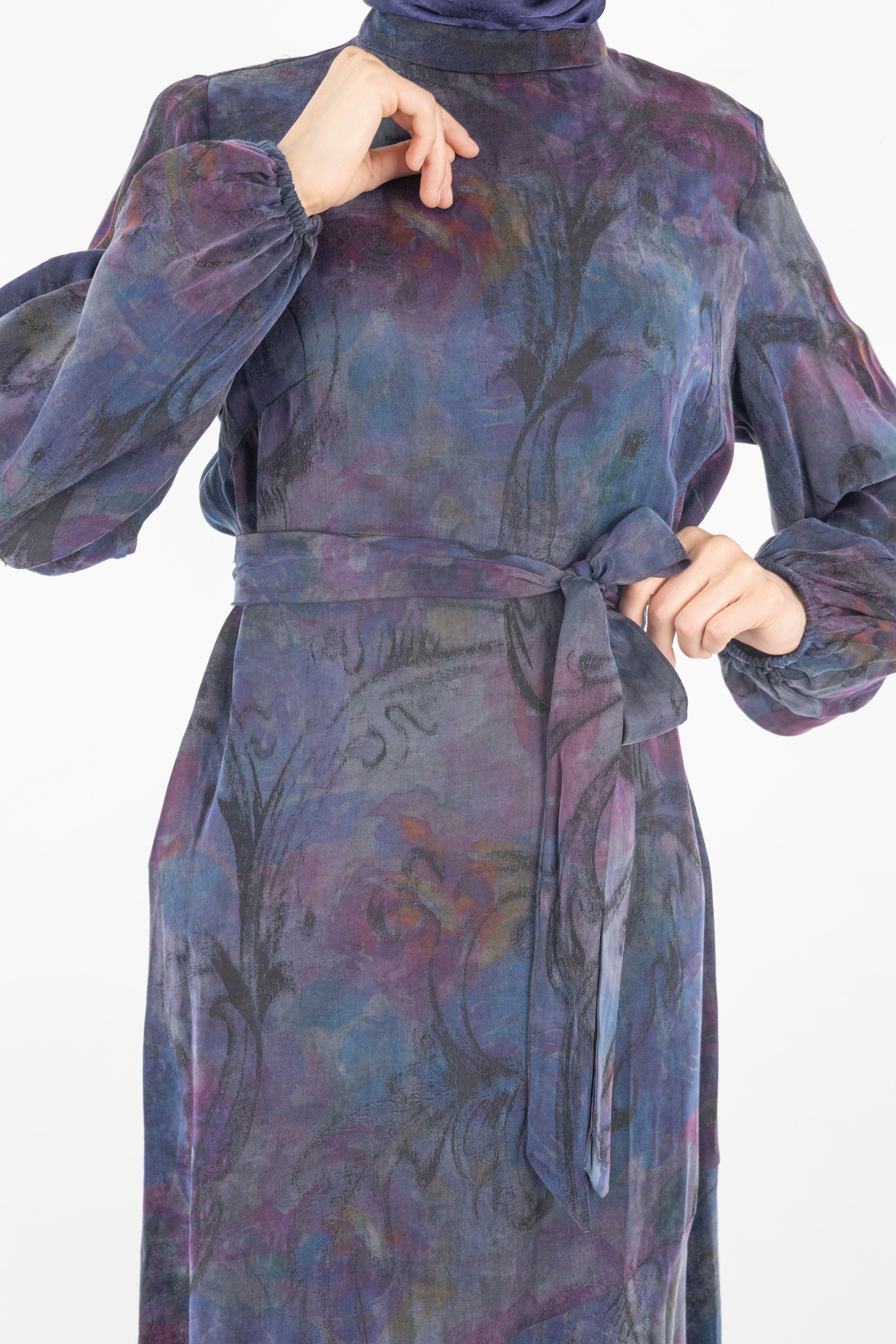 Orhan Store Qupra Kumaş Elbise Lacivert OTW1697