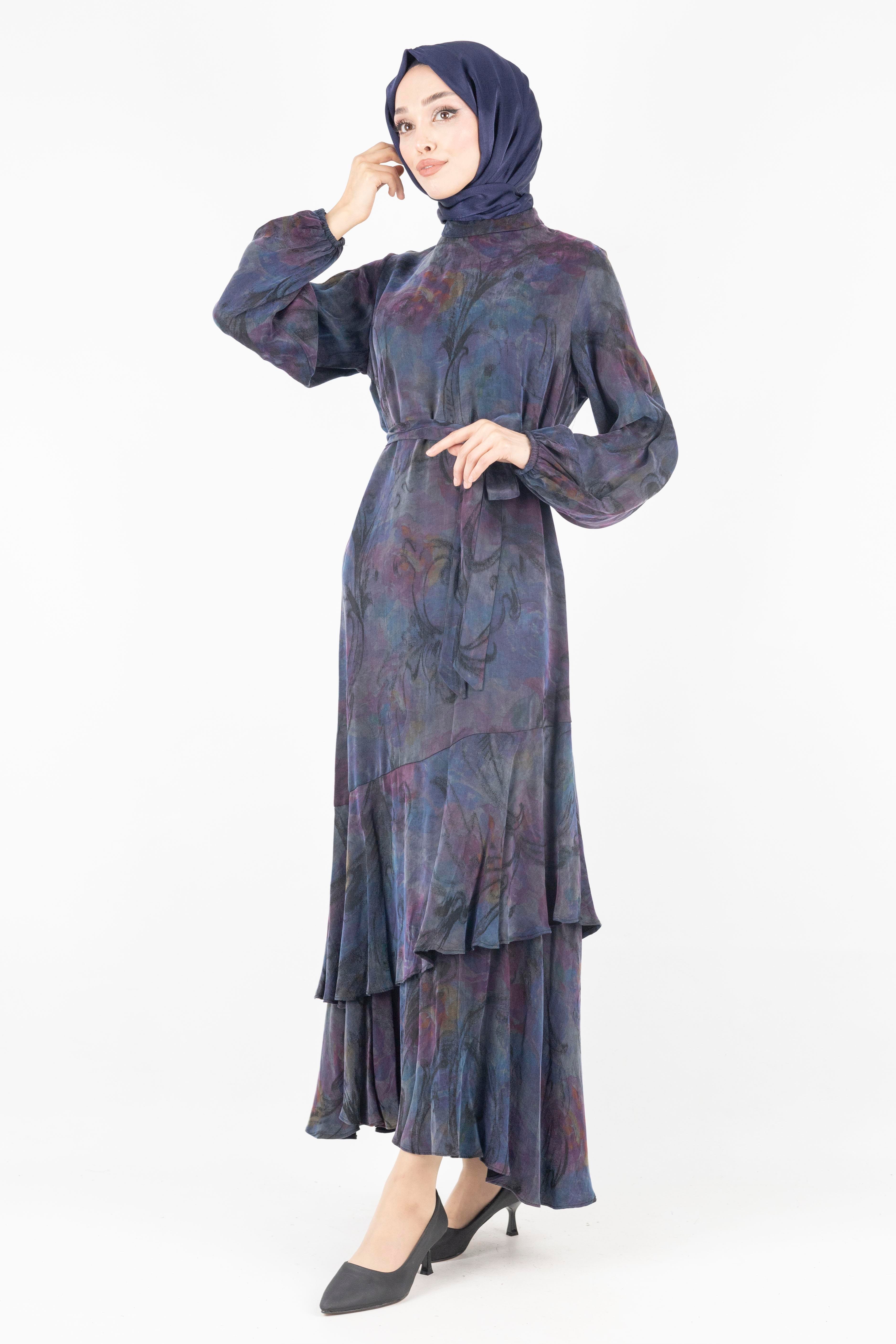 Orhan Store Qupra Kumaş Elbise Lacivert OTW1697