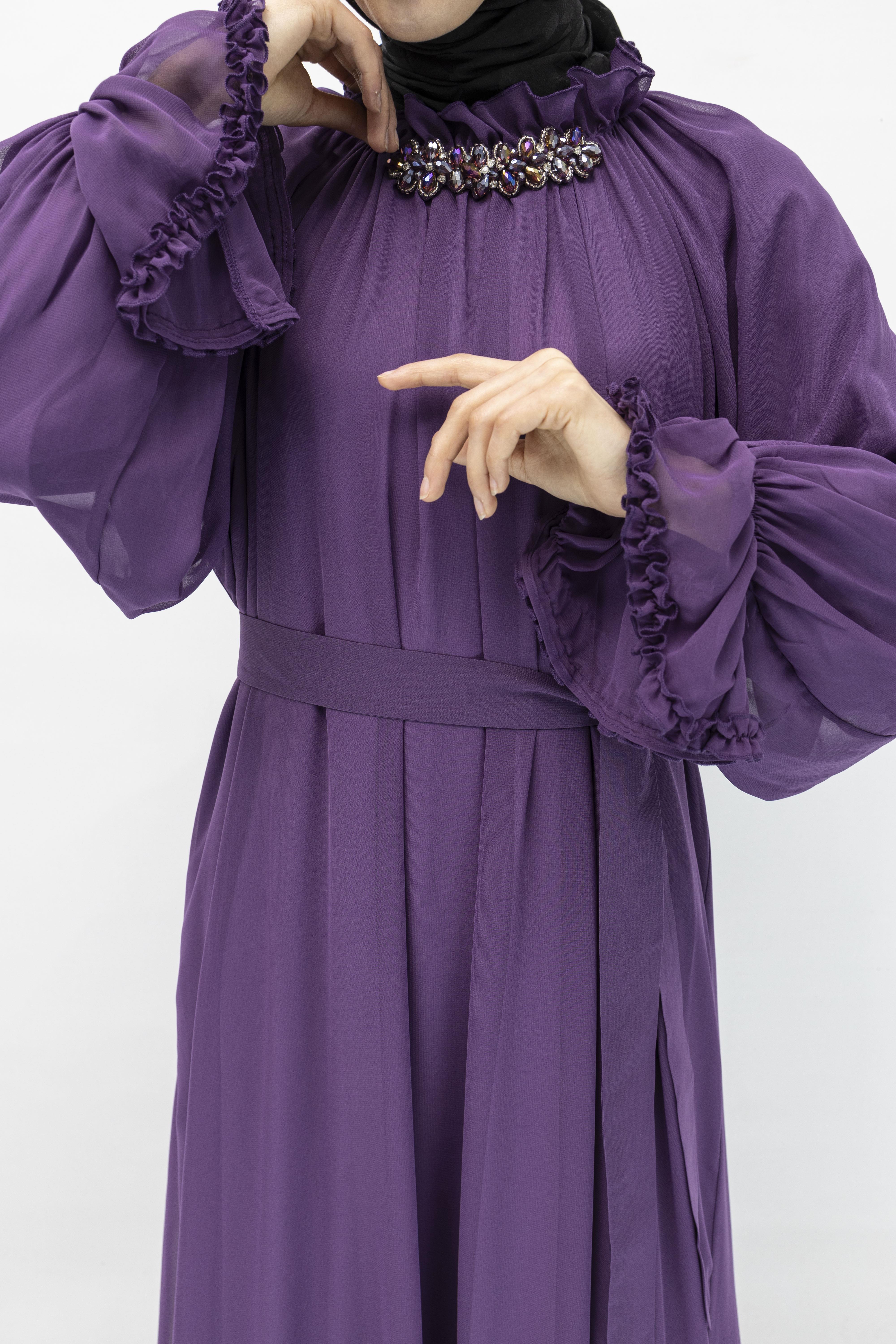 ORHAN STORE ŞİFON ELBİSE Mor OTW1686