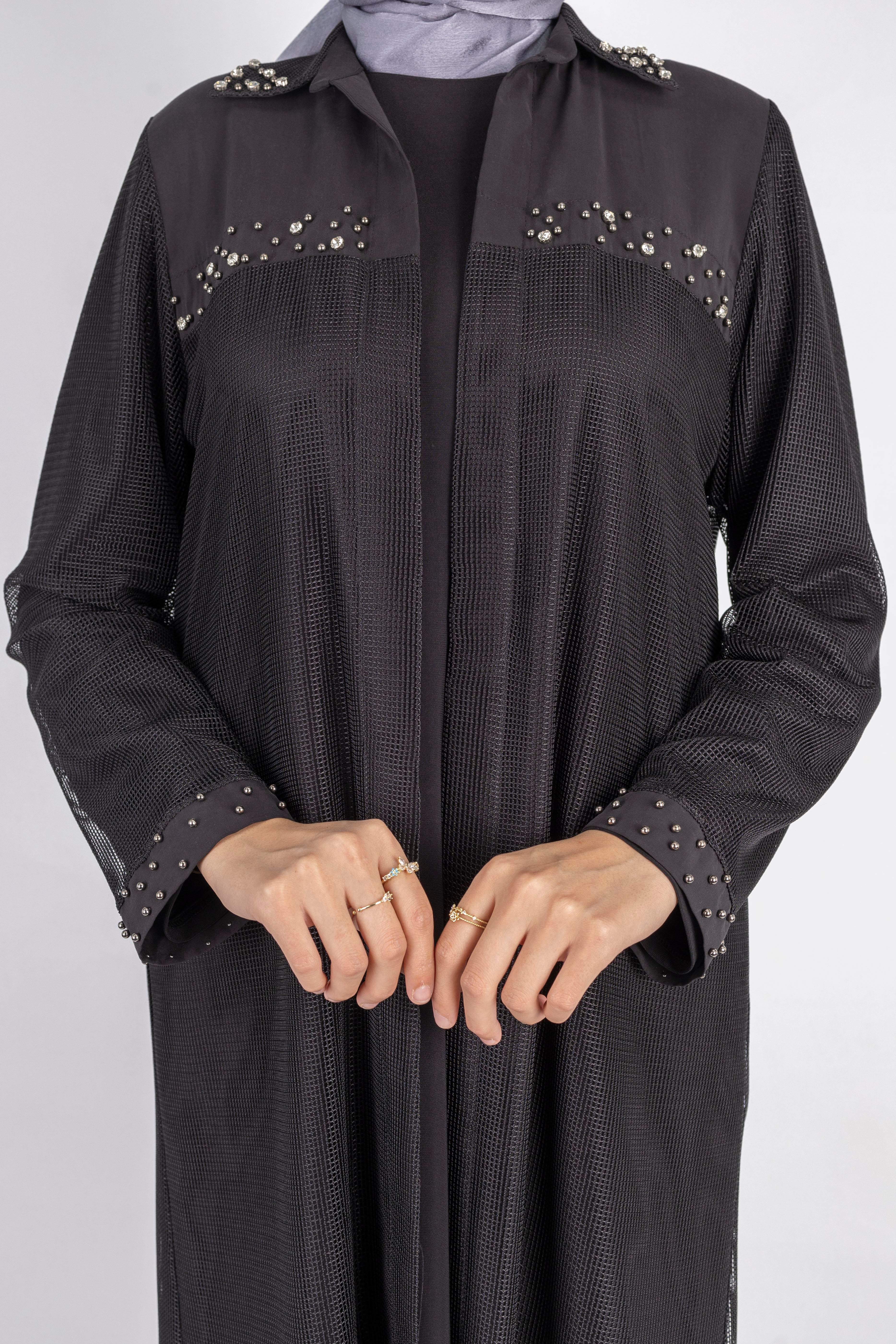 Ottoman Büyük Beden içlik ve File Kimono Takım Siyah OTW4242