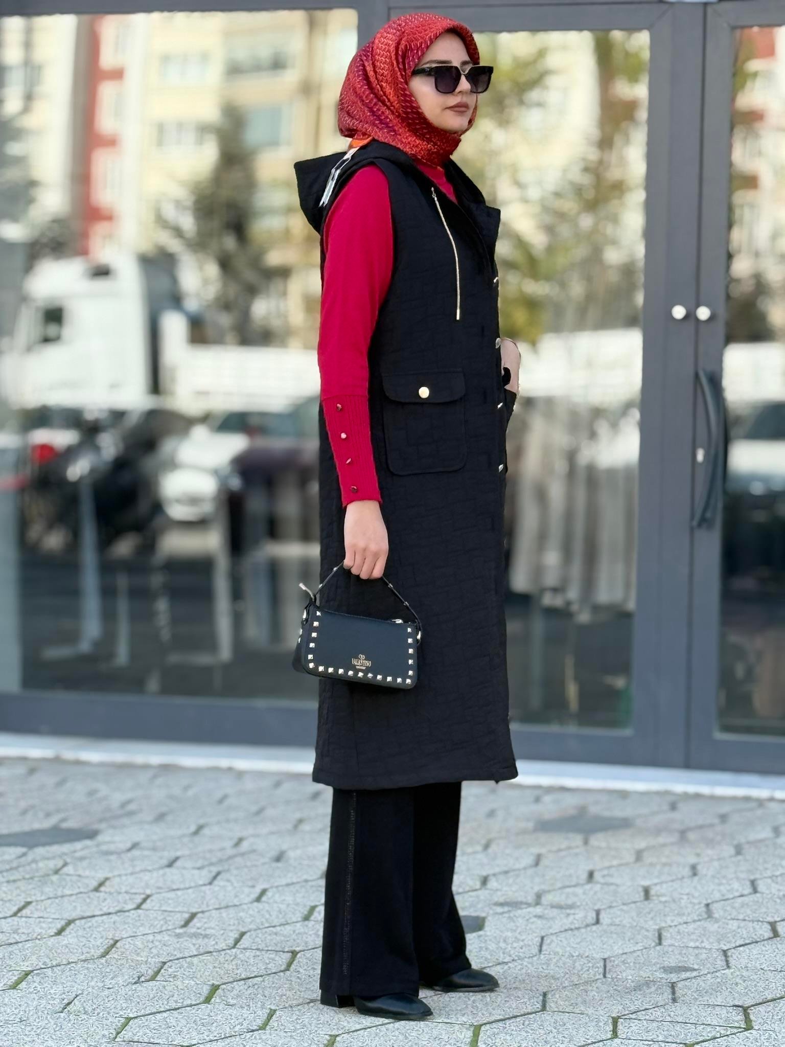 Ottoman Büyük Beden Kapitone Yelek Siyah OTW4032