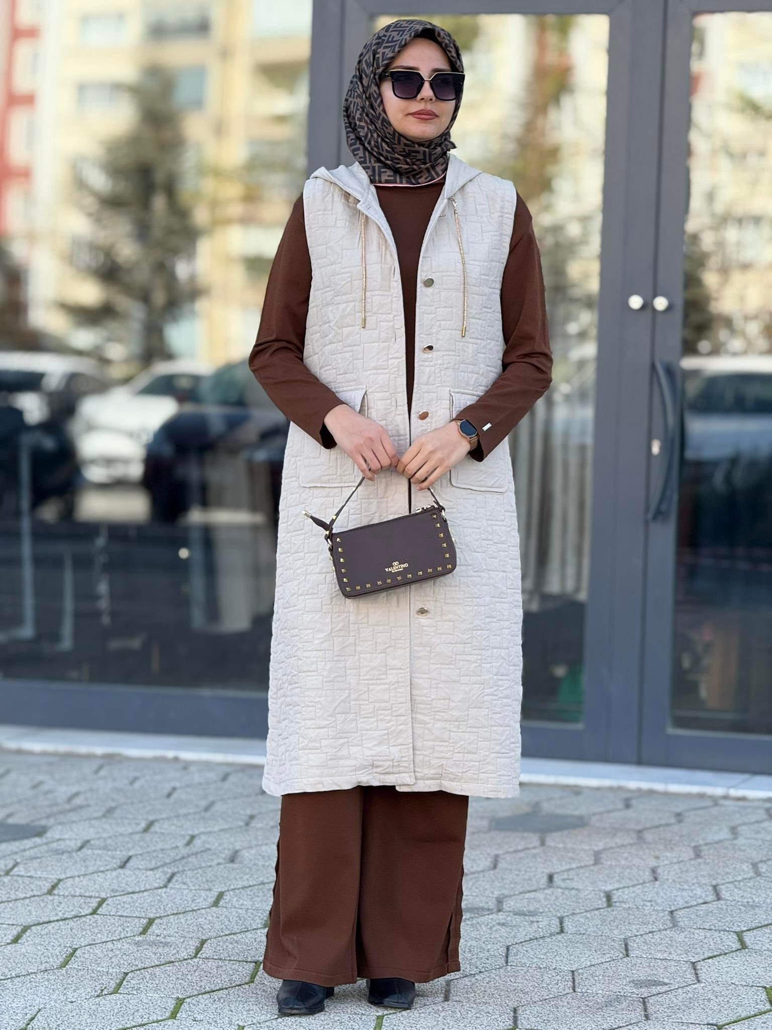 Ottoman Büyük Beden Kapitone Yelek Taş OTW4032