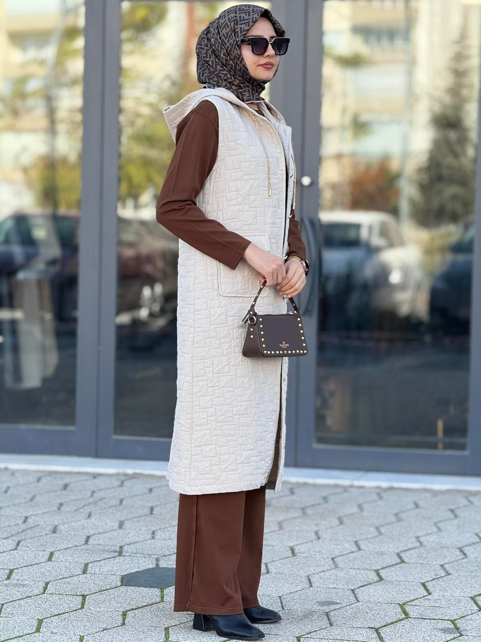 Ottoman Büyük Beden Kapitone Yelek Taş OTW4032