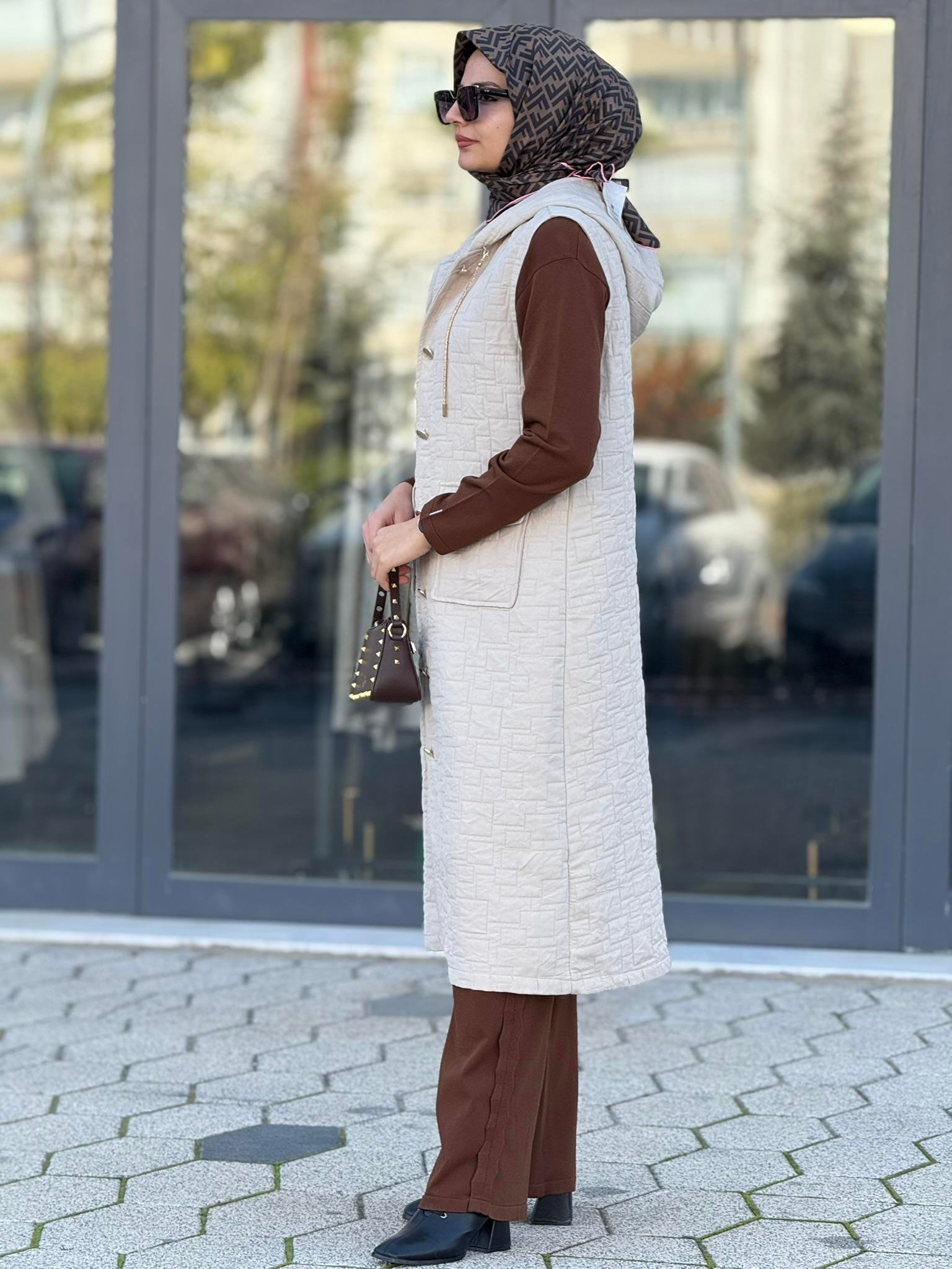 Ottoman Büyük Beden Kapitone Yelek Taş OTW4032