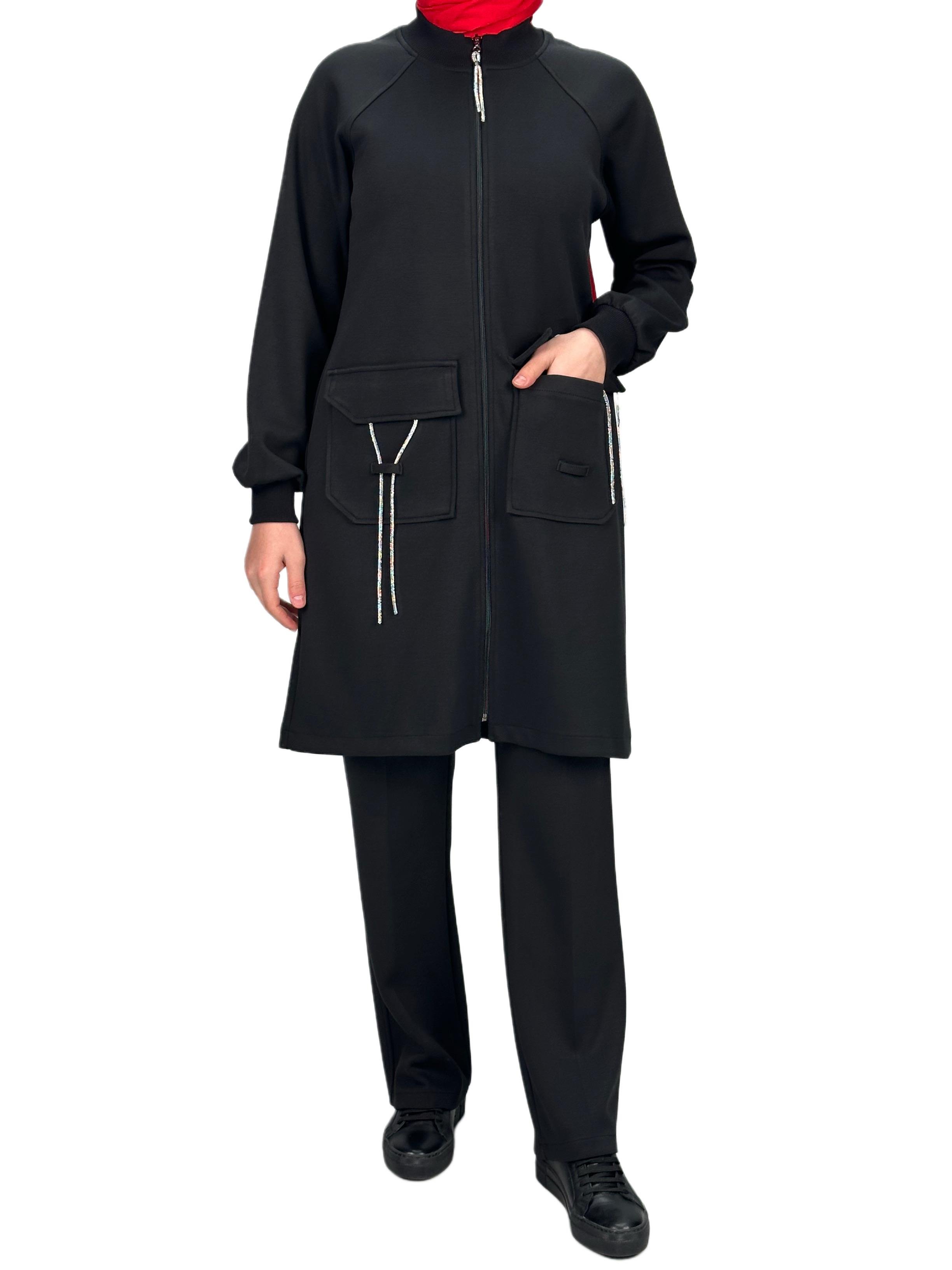 Ottoman Büyük Beden Pantolonlu Takım Siyah OTW2100