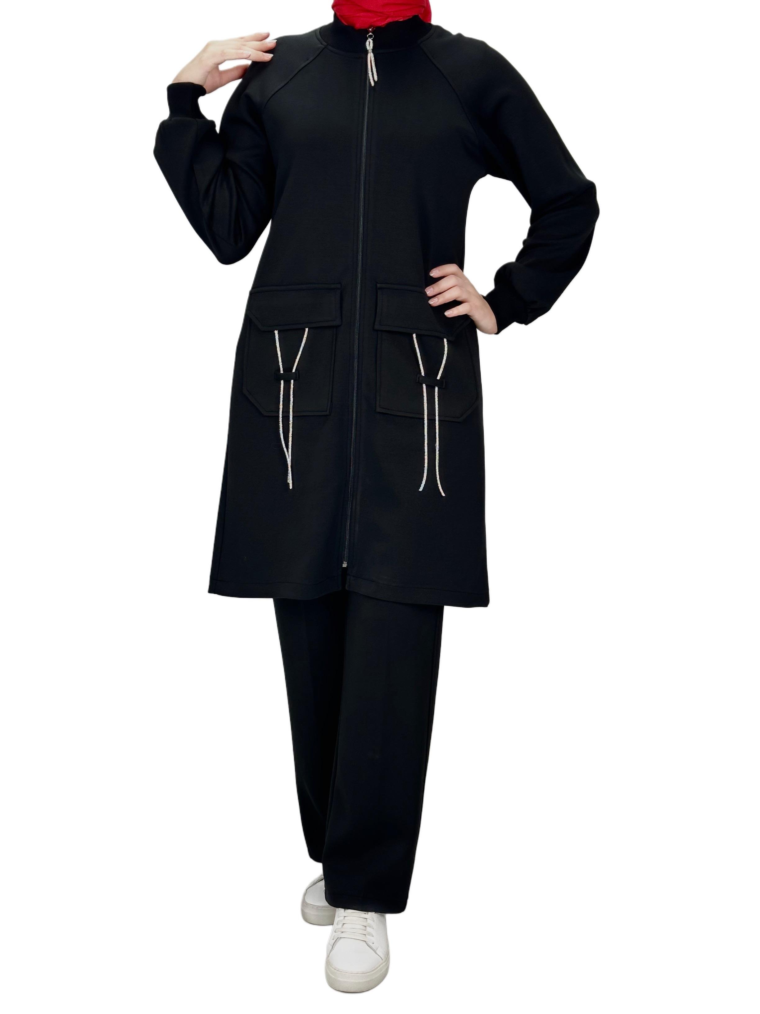 Ottoman Büyük Beden Pantolonlu Takım Siyah OTW2100