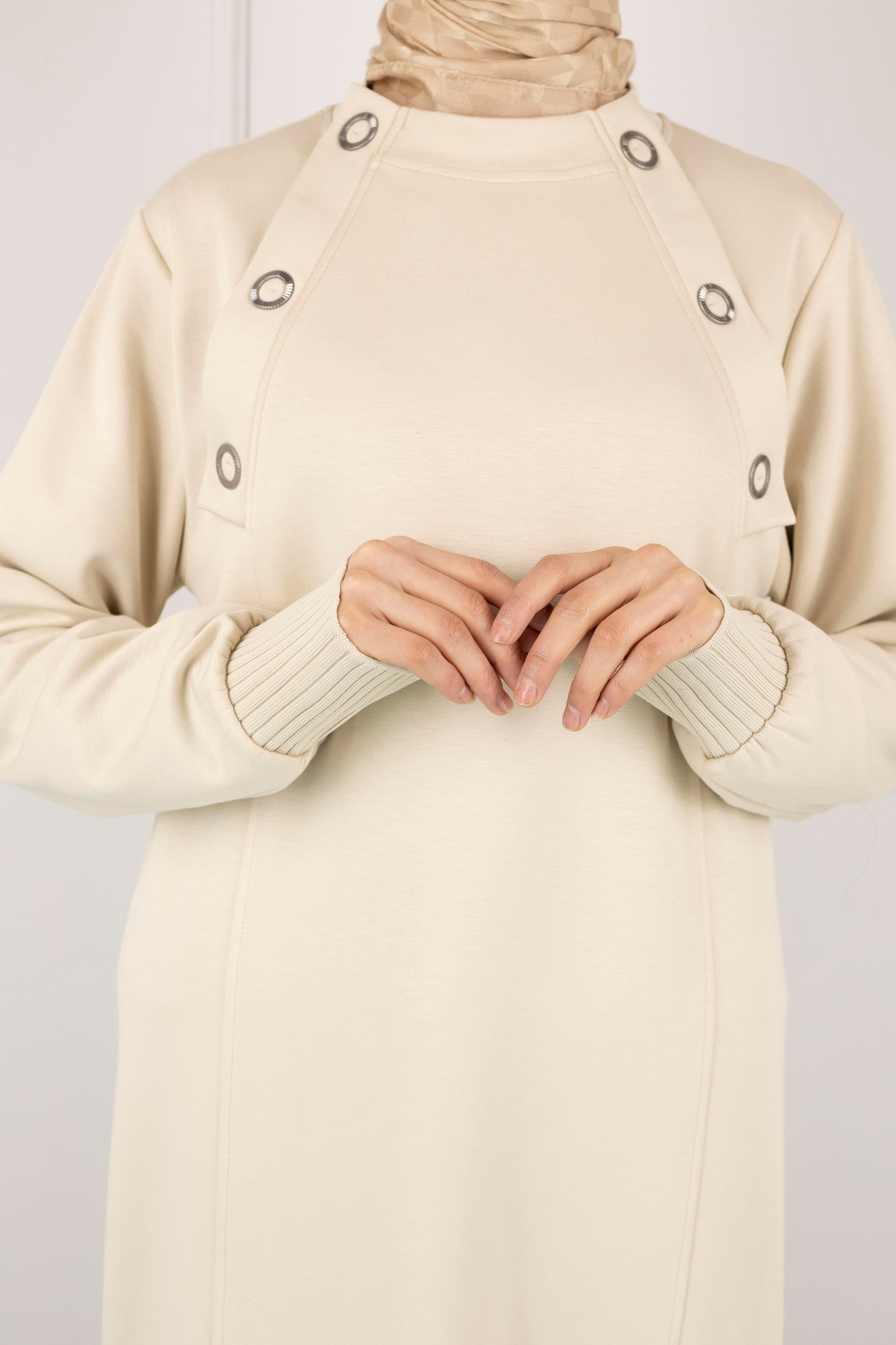 Ottoman Büyük Beden Ribanalı Tunik Taş OTW2140