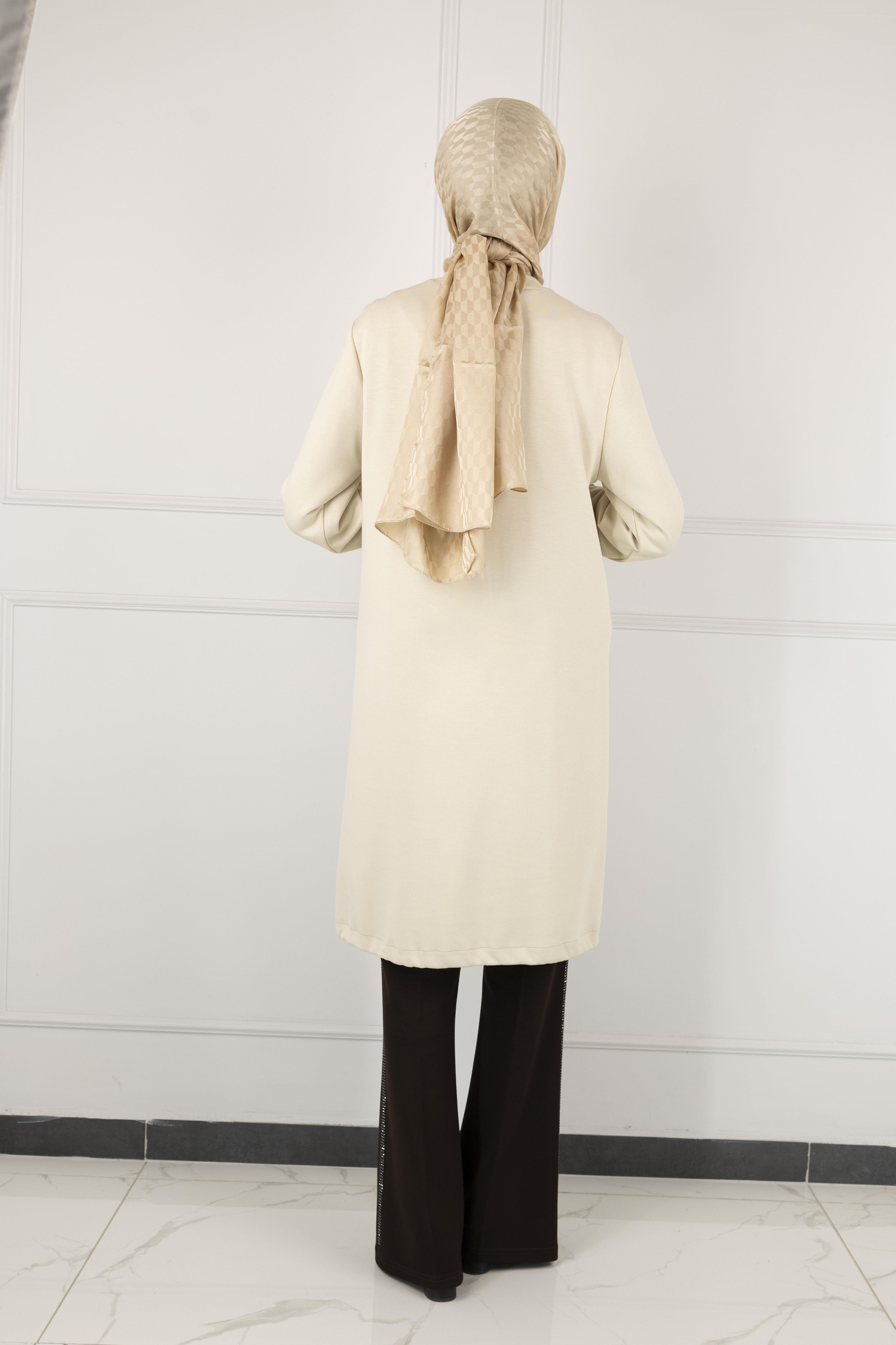 Ottoman Büyük Beden Ribanalı Tunik Taş OTW2140