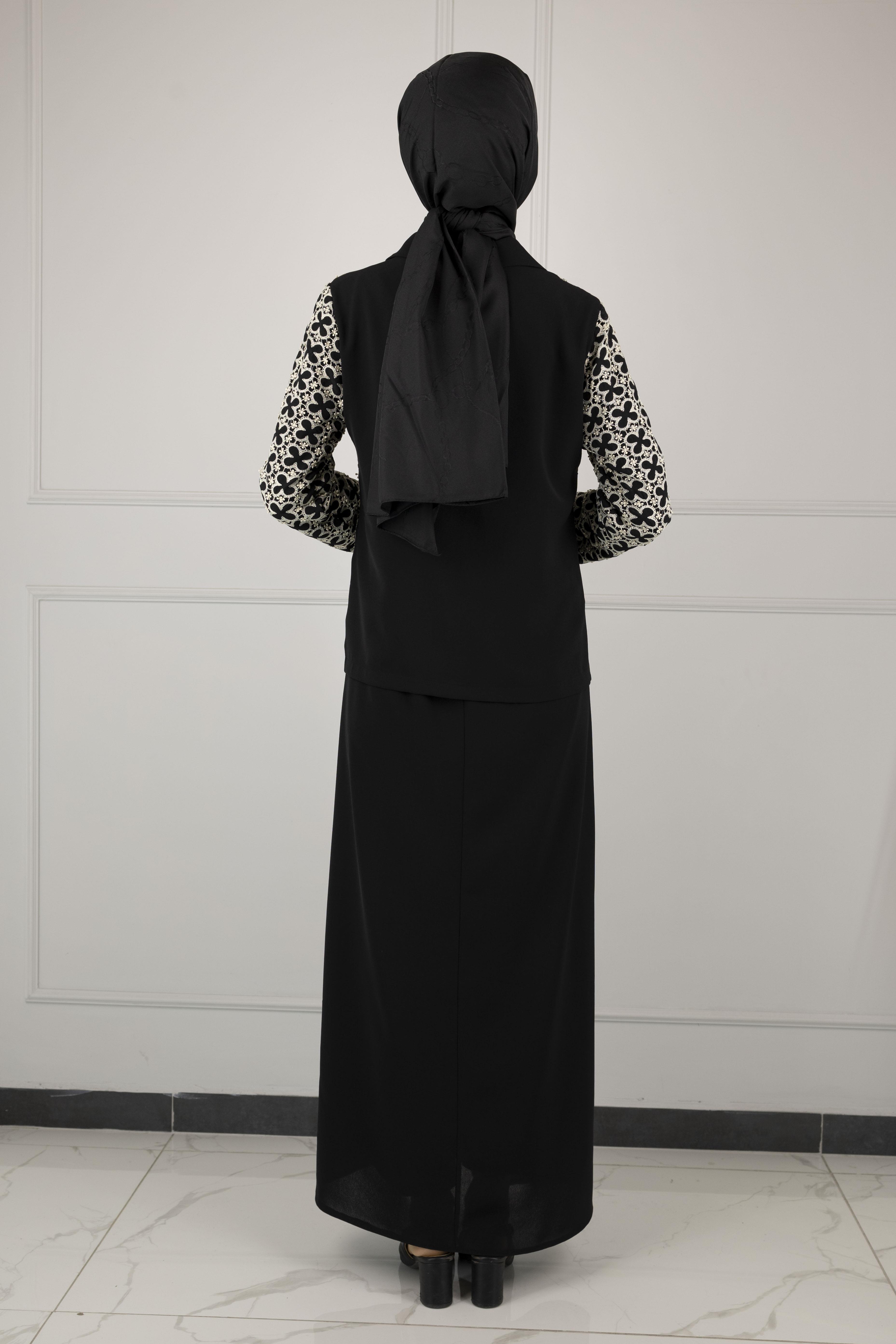 OTTOMAN GÜPÜR CEKETLİ ELBİSE Siyah OTW2161