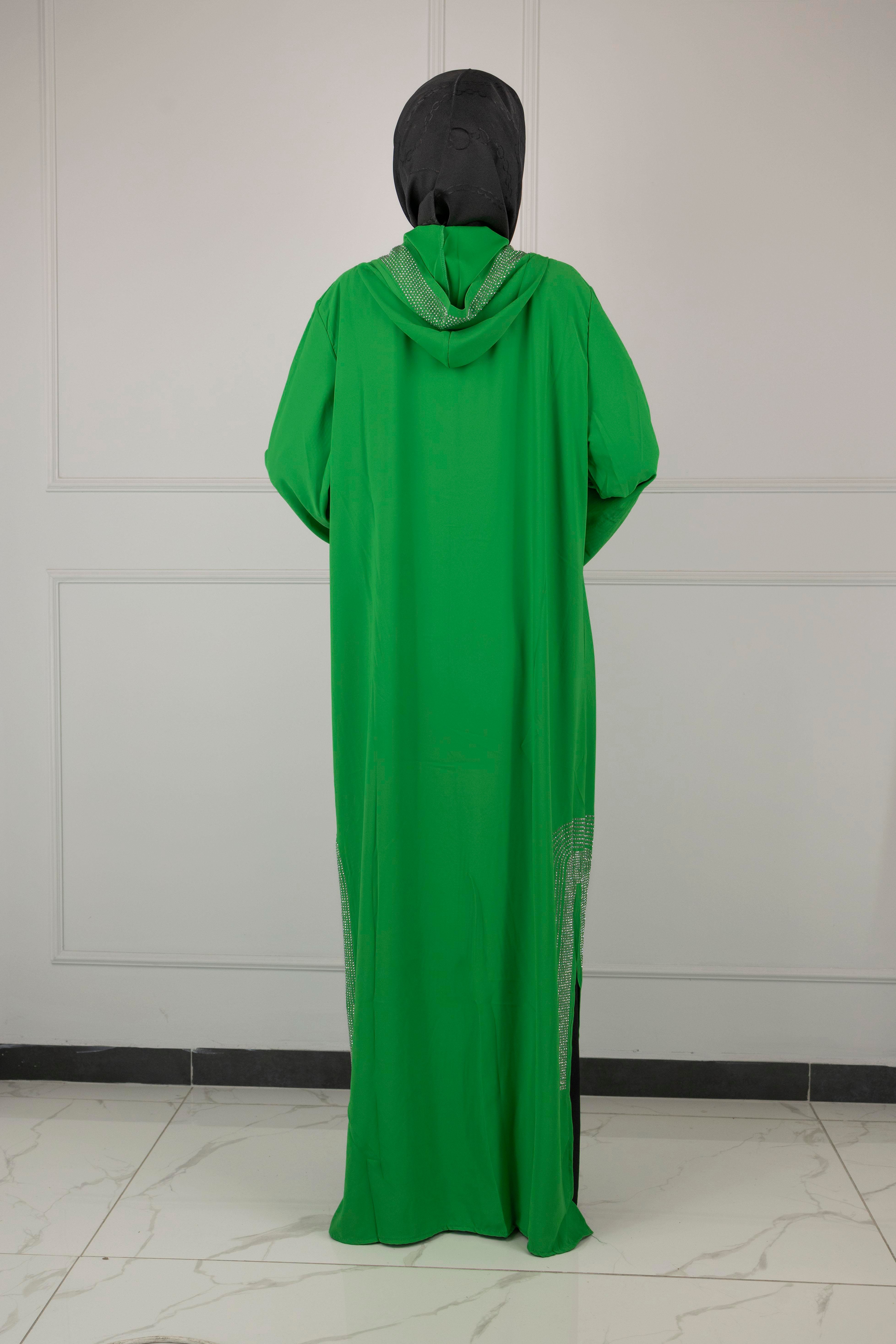 OTTOMAN TAŞLI DUBAİ FERACE Yeşil OTW6112
