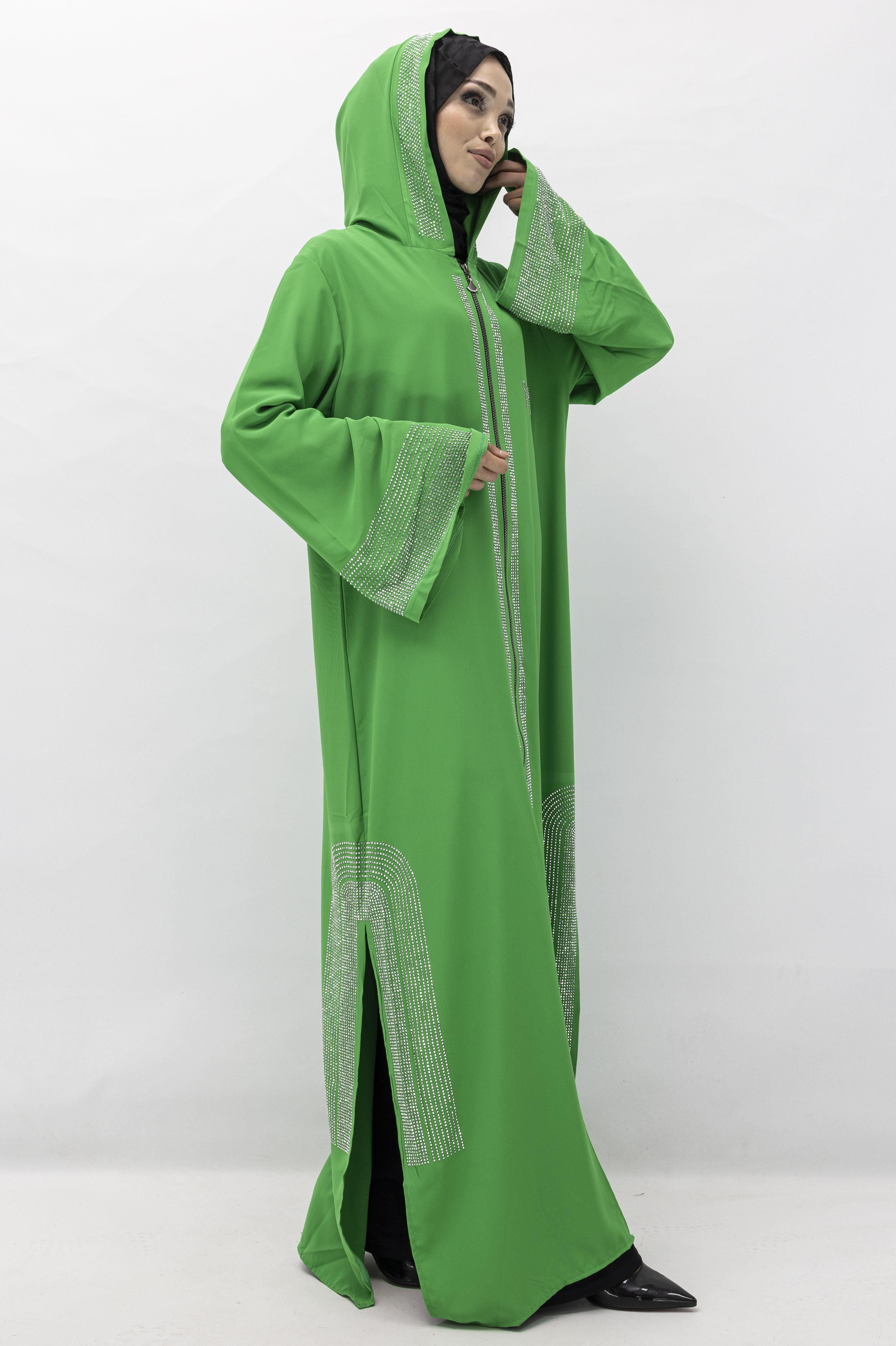 OTTOMAN TAŞLI DUBAİ FERACE Yeşil OTW6112