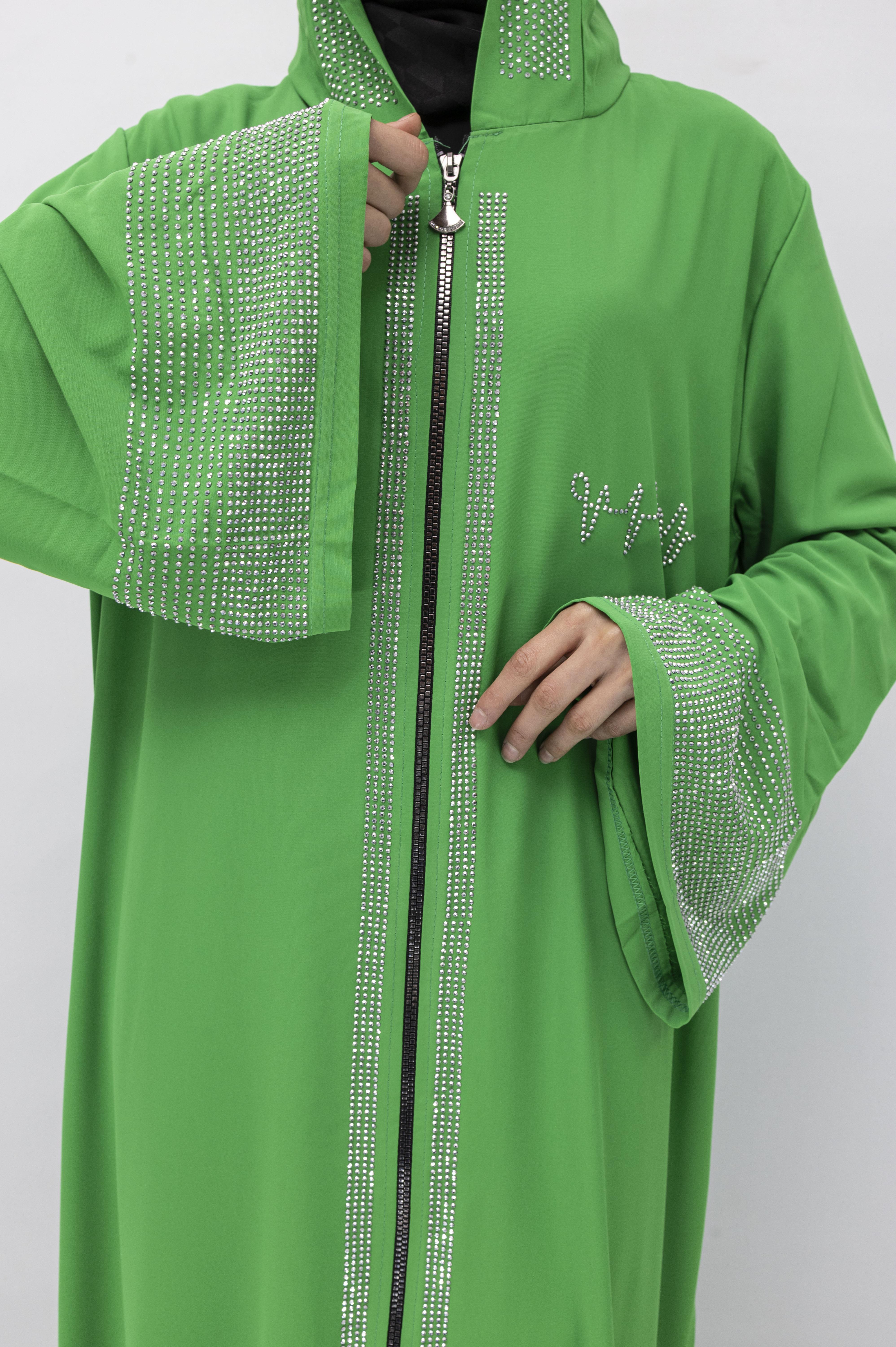 OTTOMAN TAŞLI DUBAİ FERACE Yeşil OTW6112