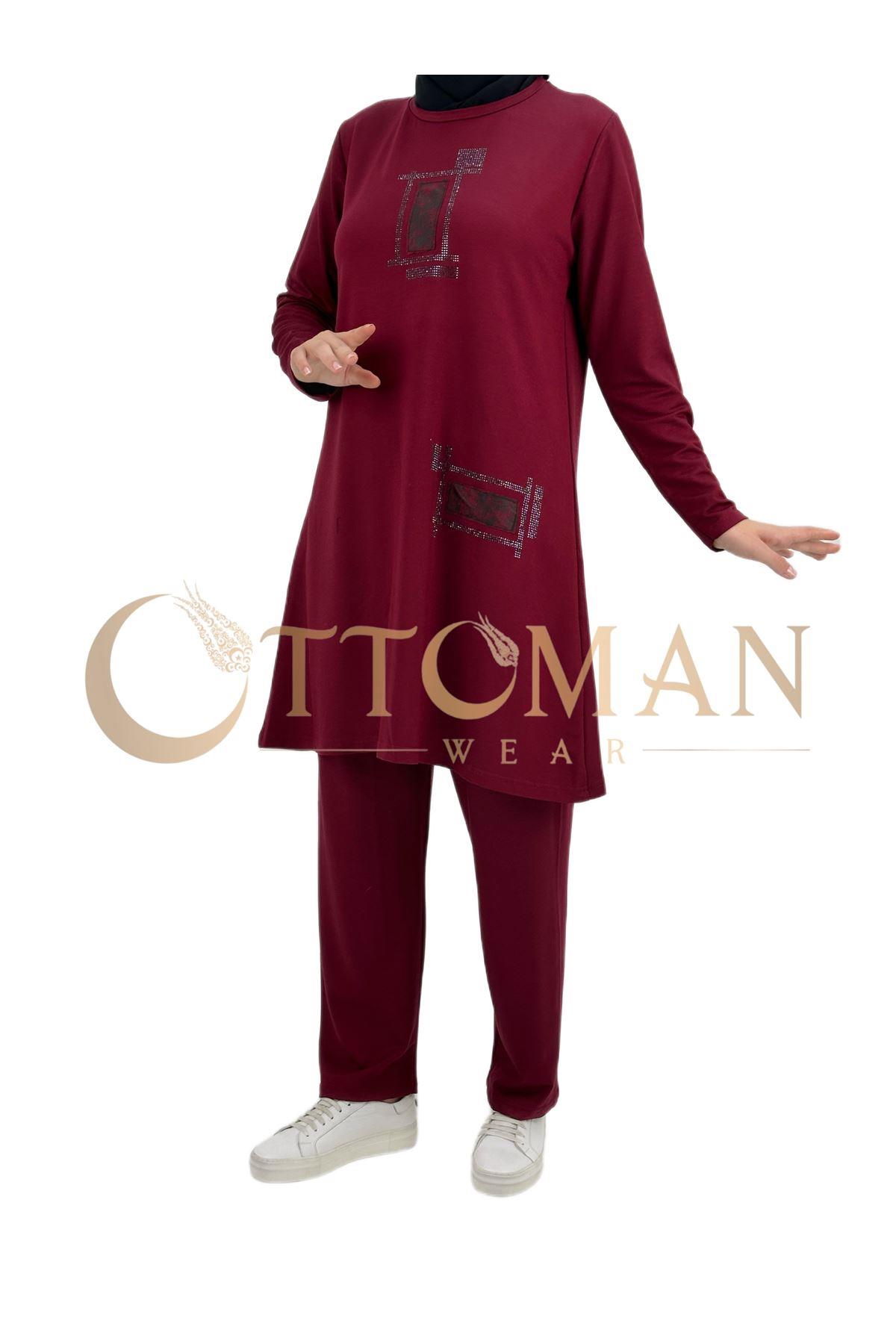 OTW007 Pantolonlu Takım Bordo