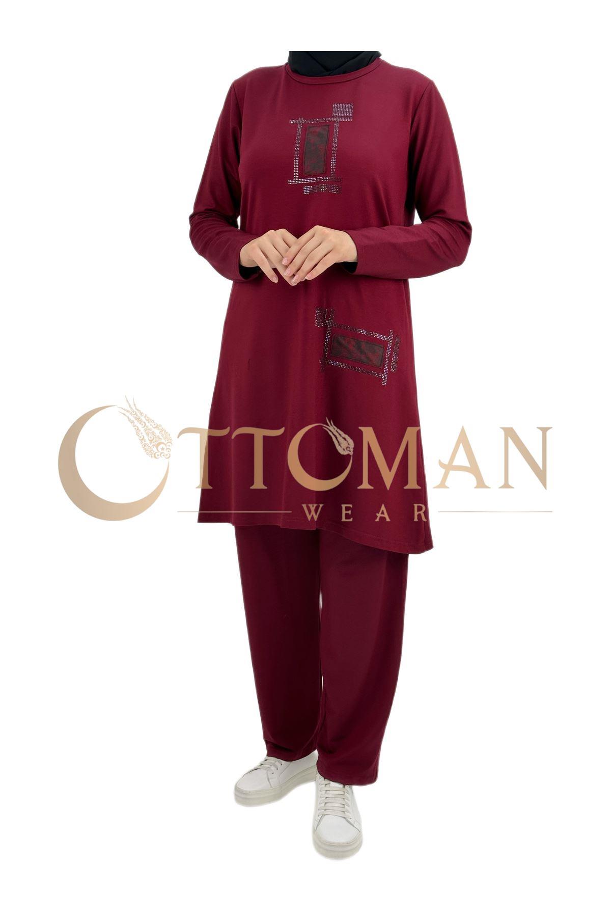OTW007 Pantolonlu Takım Bordo
