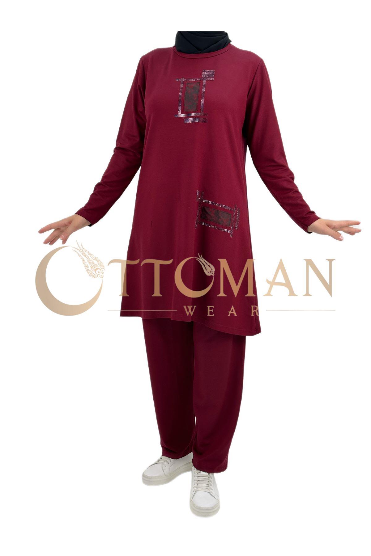 OTW007 Pantolonlu Takım Bordo