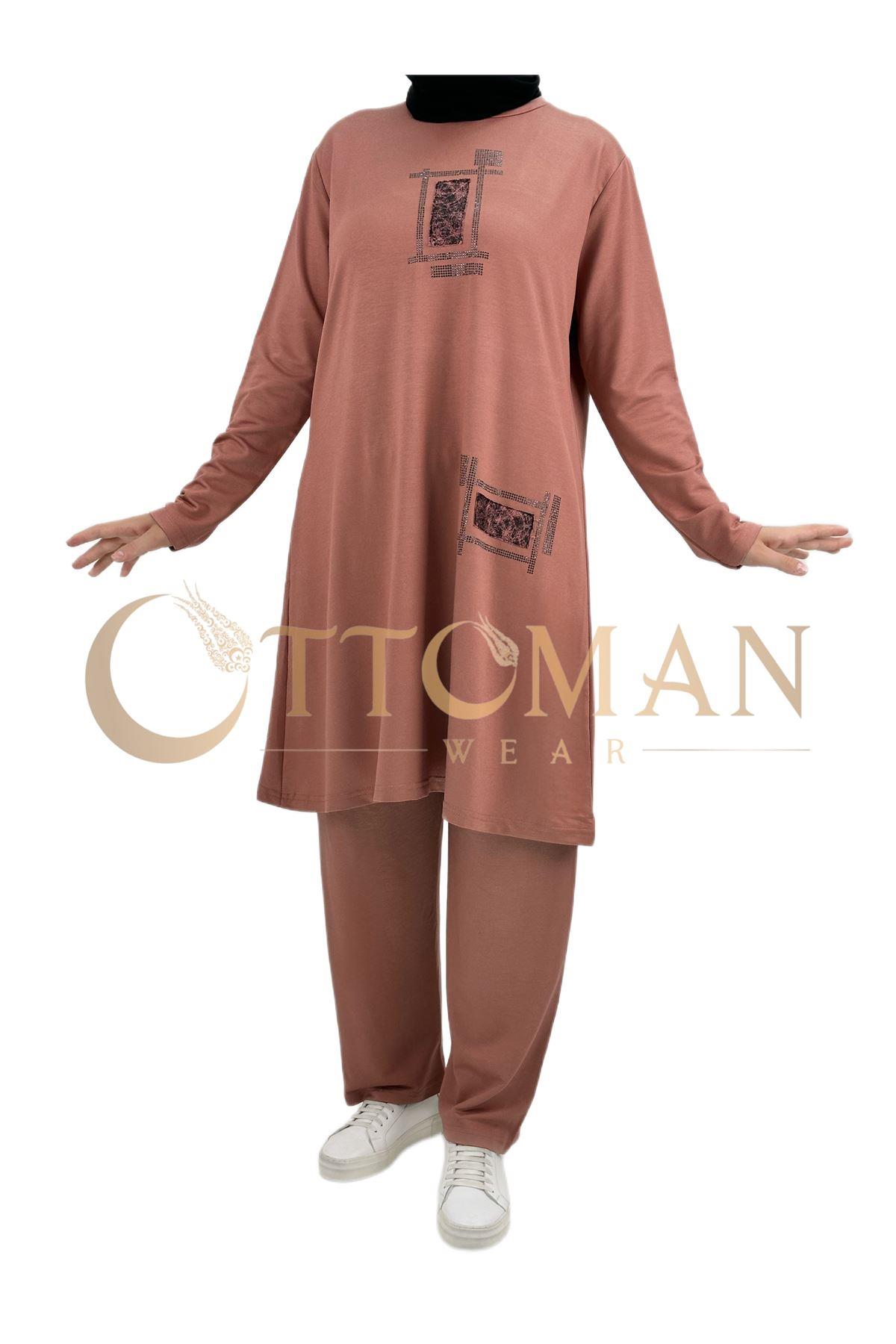 OTW007 Pantolonlu Takım Somon
