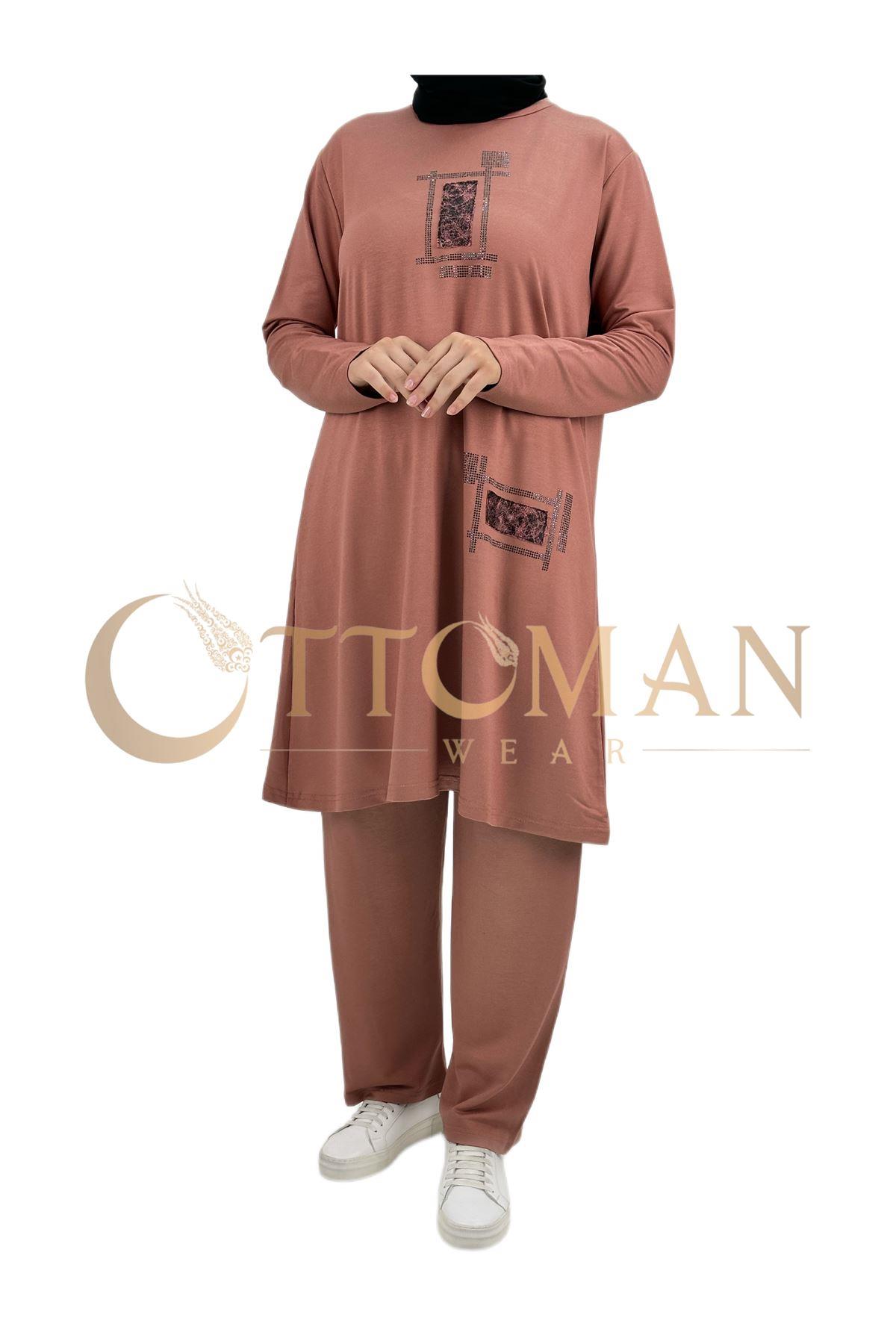 OTW007 Pantolonlu Takım Somon
