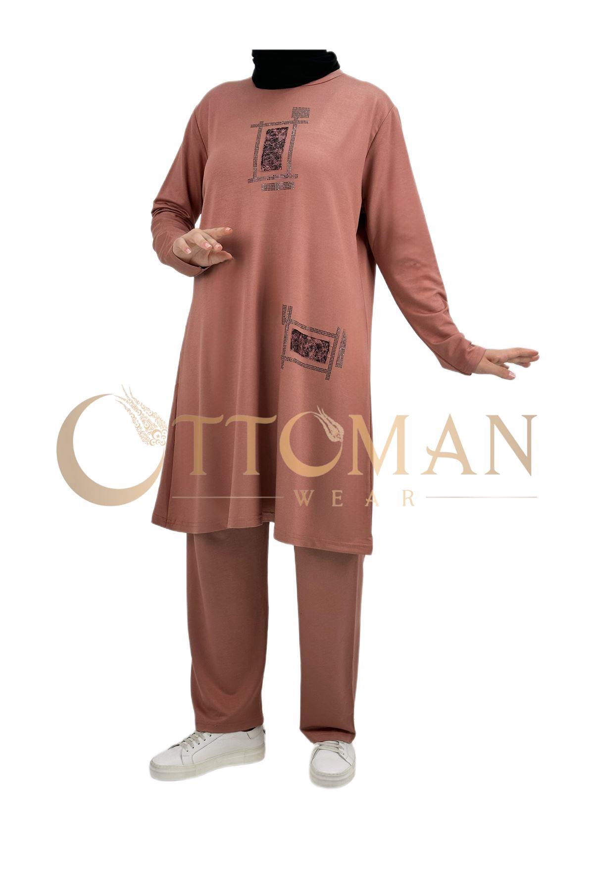 OTW007 Pantolonlu Takım Somon