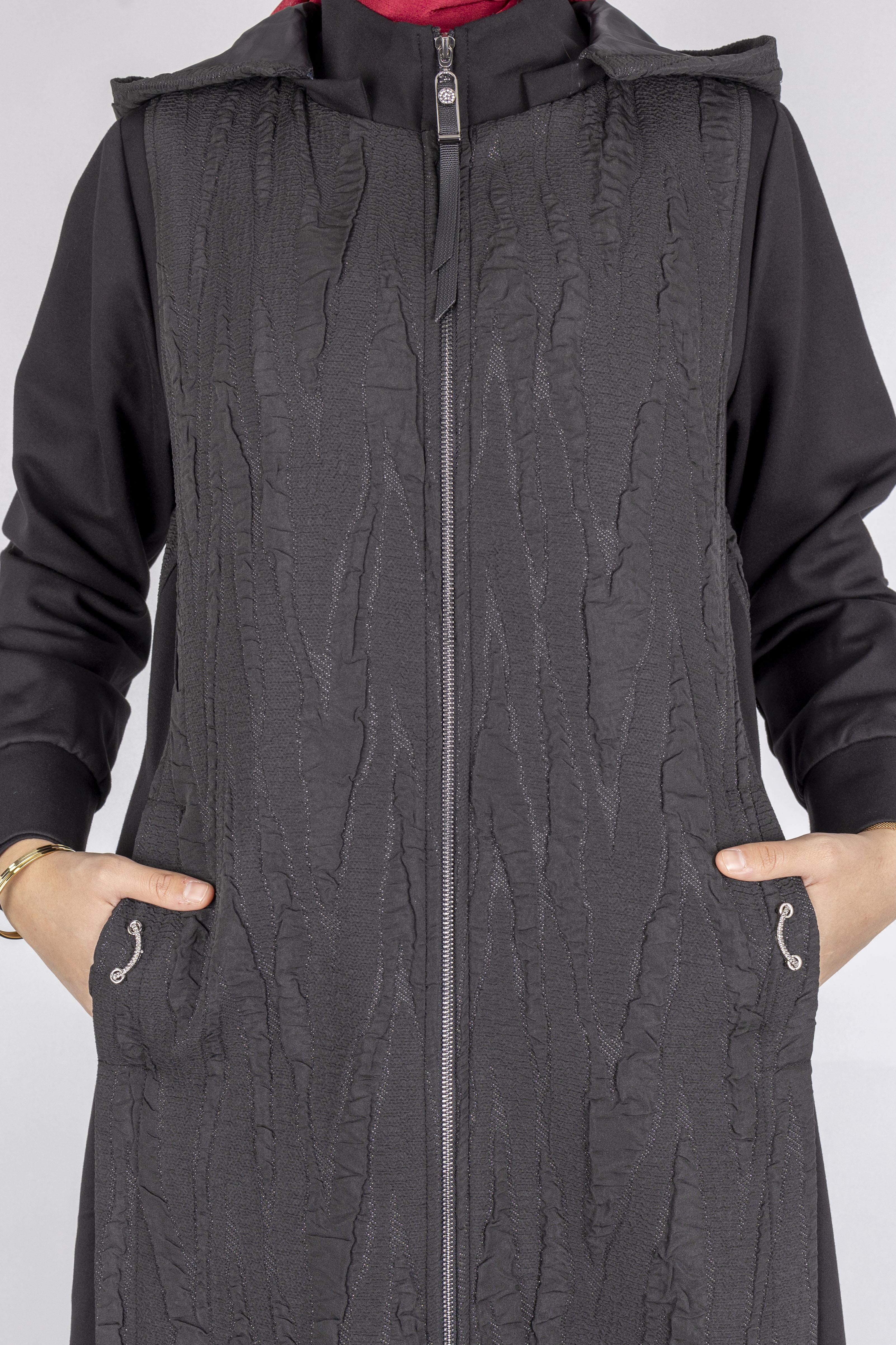 OTW1579 Şık Simli Tesettür Kap Siyah