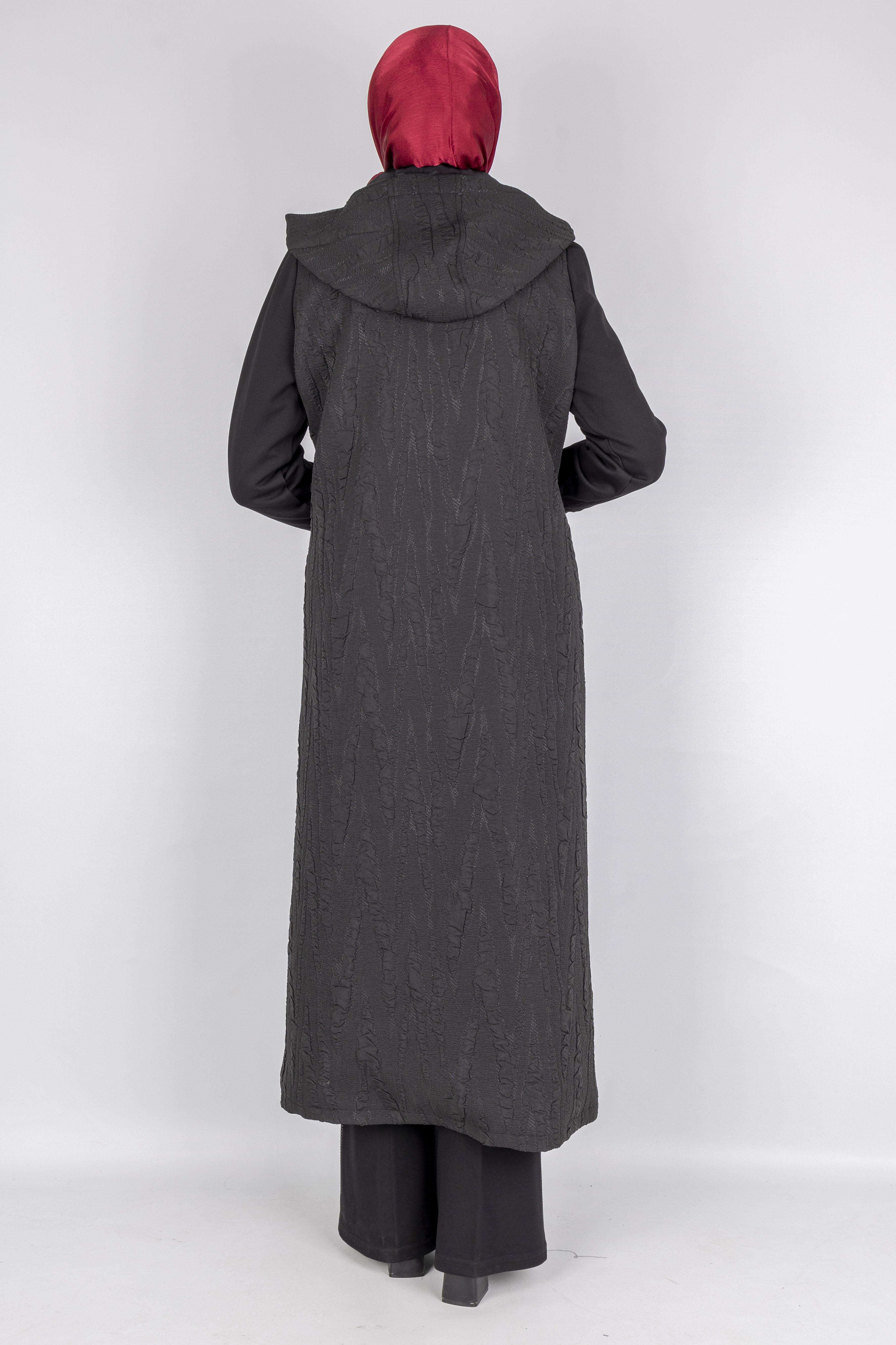 OTW1579 Şık Simli Tesettür Kap Siyah