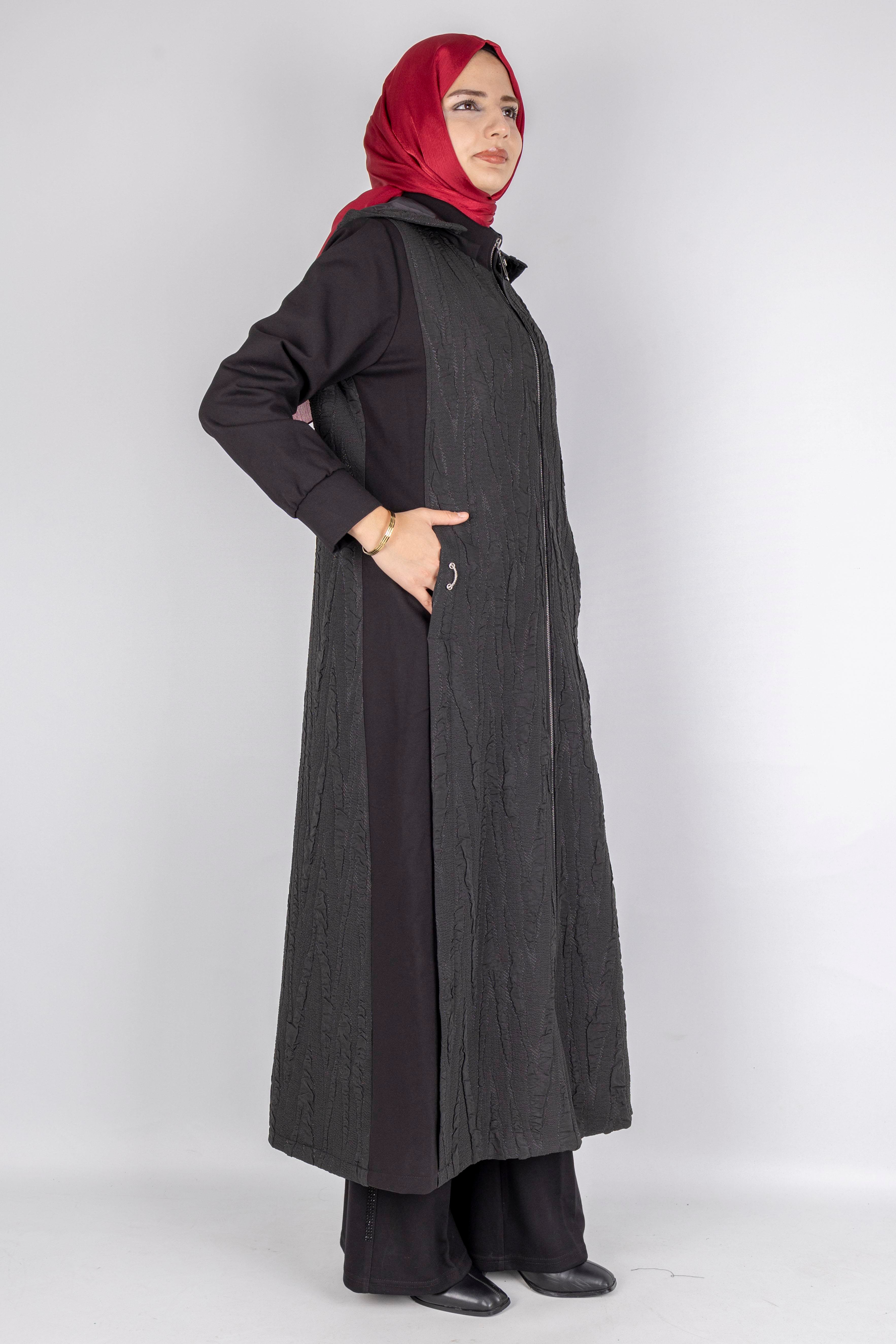 OTW1579 Şık Simli Tesettür Kap Siyah