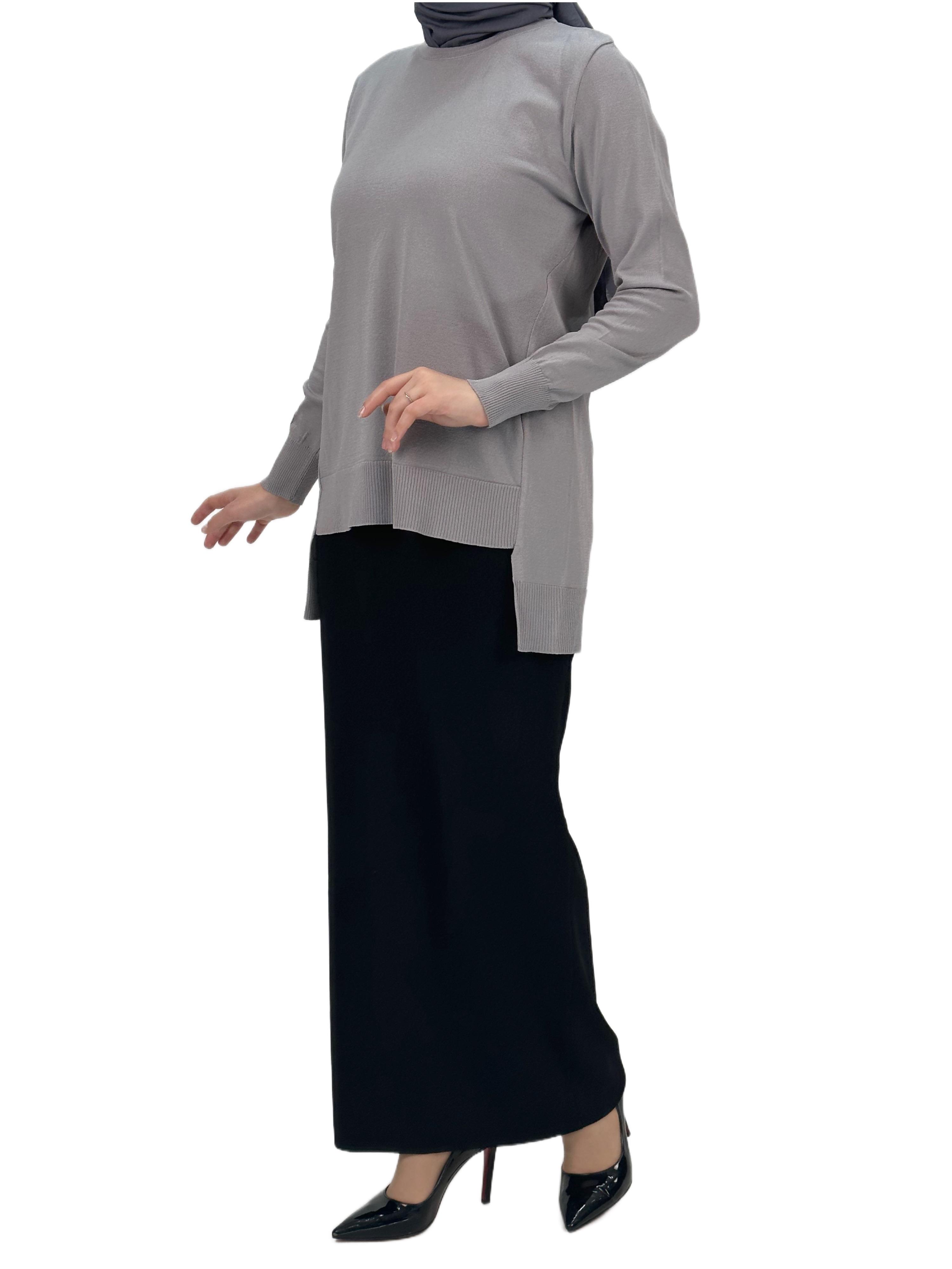 OTW1666 Merserize Triko Bluz Gri