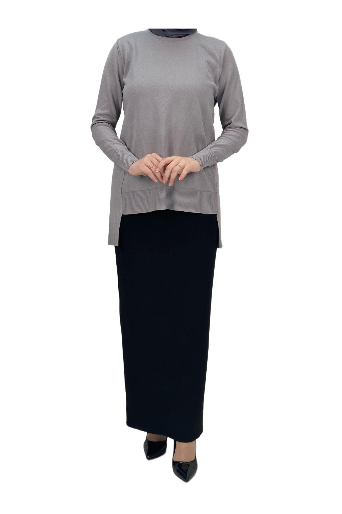OTW1666 Merserize Triko Bluz Gri