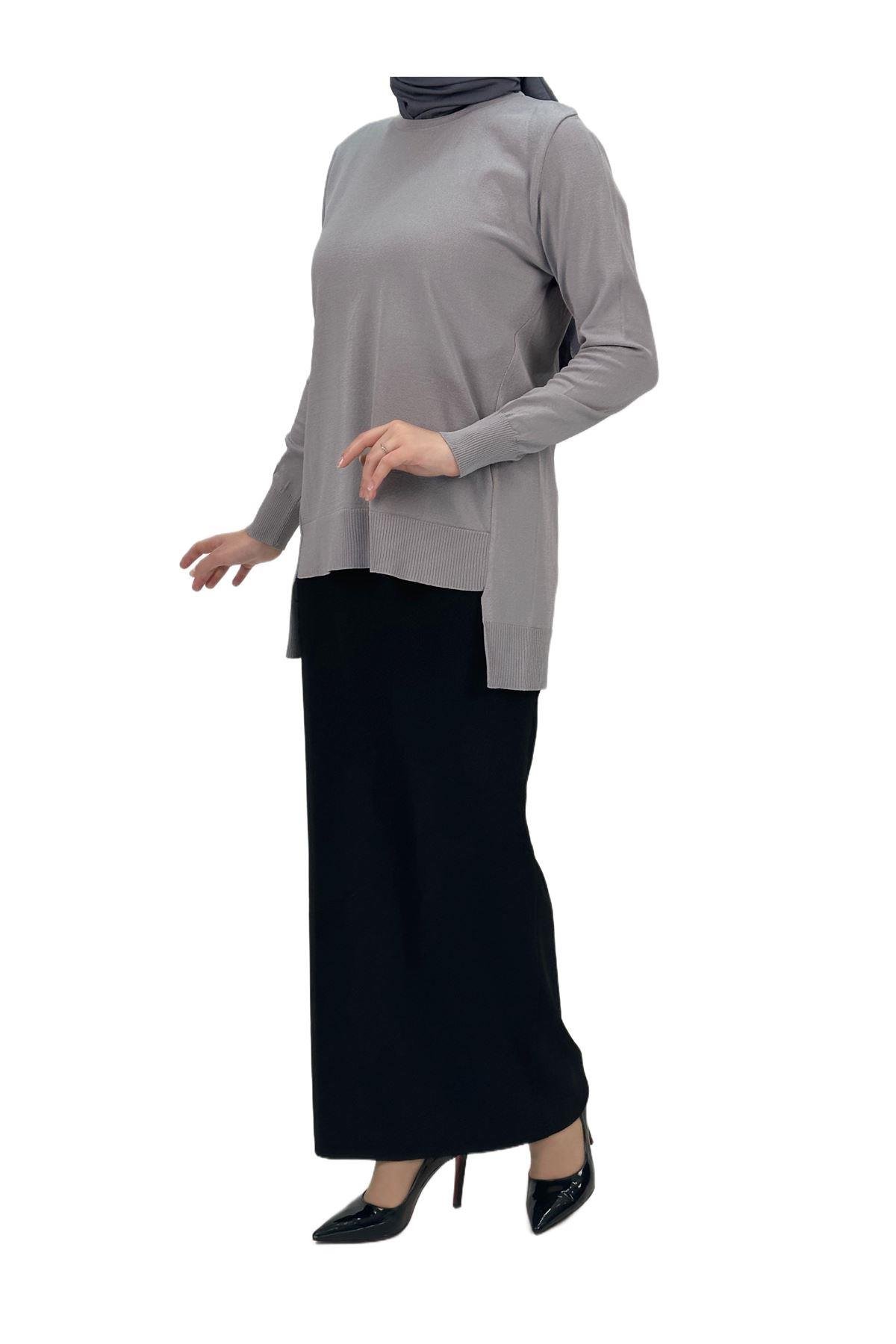 OTW1666 Merserize Triko Bluz Gri