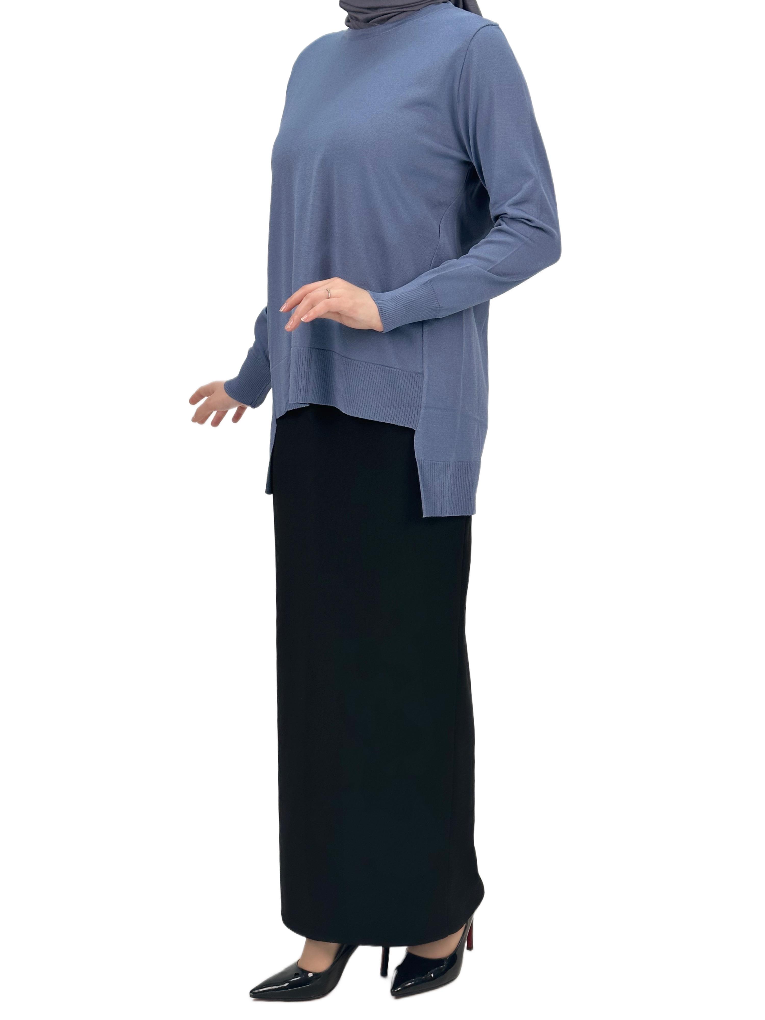 OTW1666 Merserize Triko Bluz İndigo
