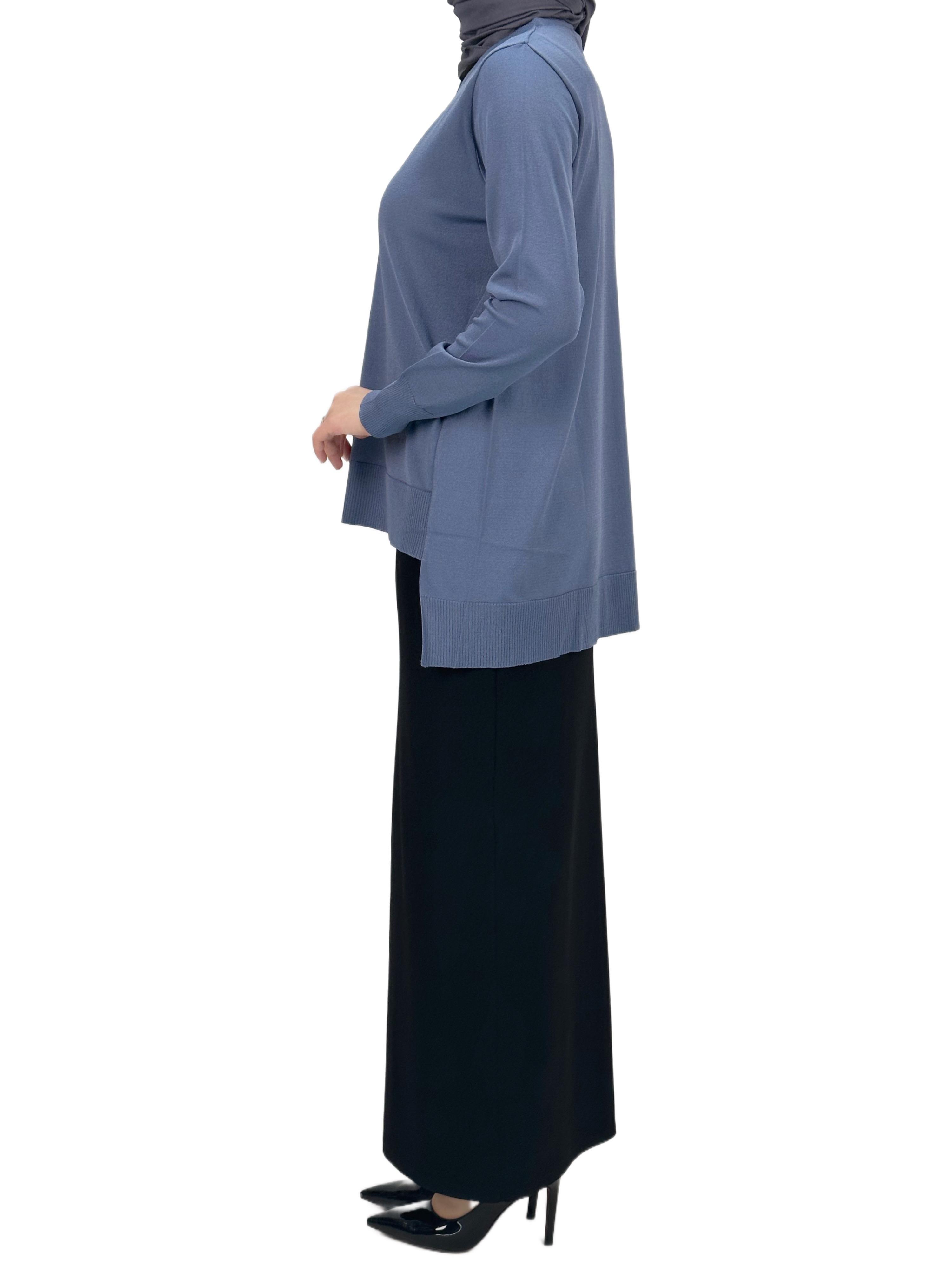 OTW1666 Merserize Triko Bluz İndigo