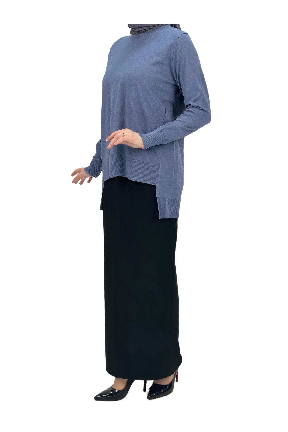 OTW1666 Merserize Triko Bluz İndigo