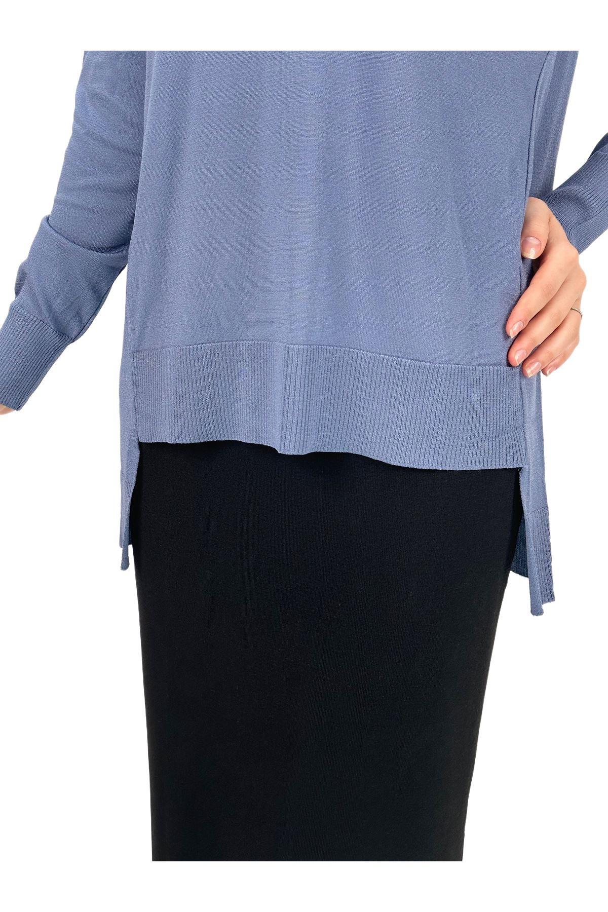 OTW1666 Merserize Triko Bluz İndigo