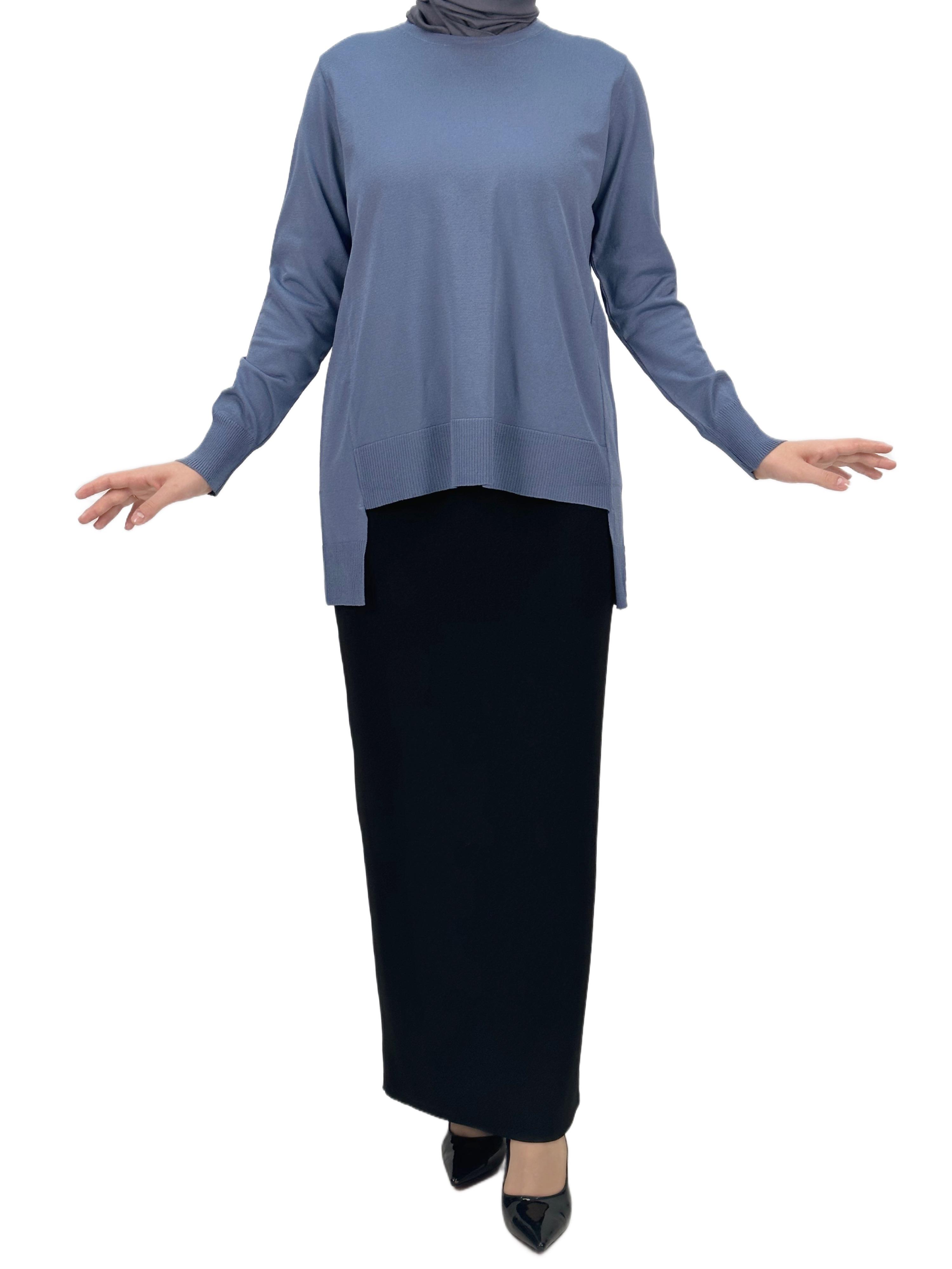 OTW1666 Merserize Triko Bluz İndigo