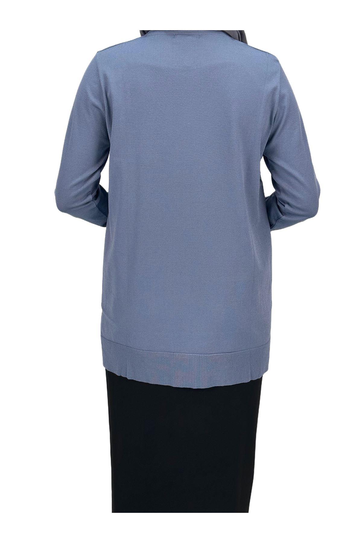 OTW1666 Merserize Triko Bluz İndigo