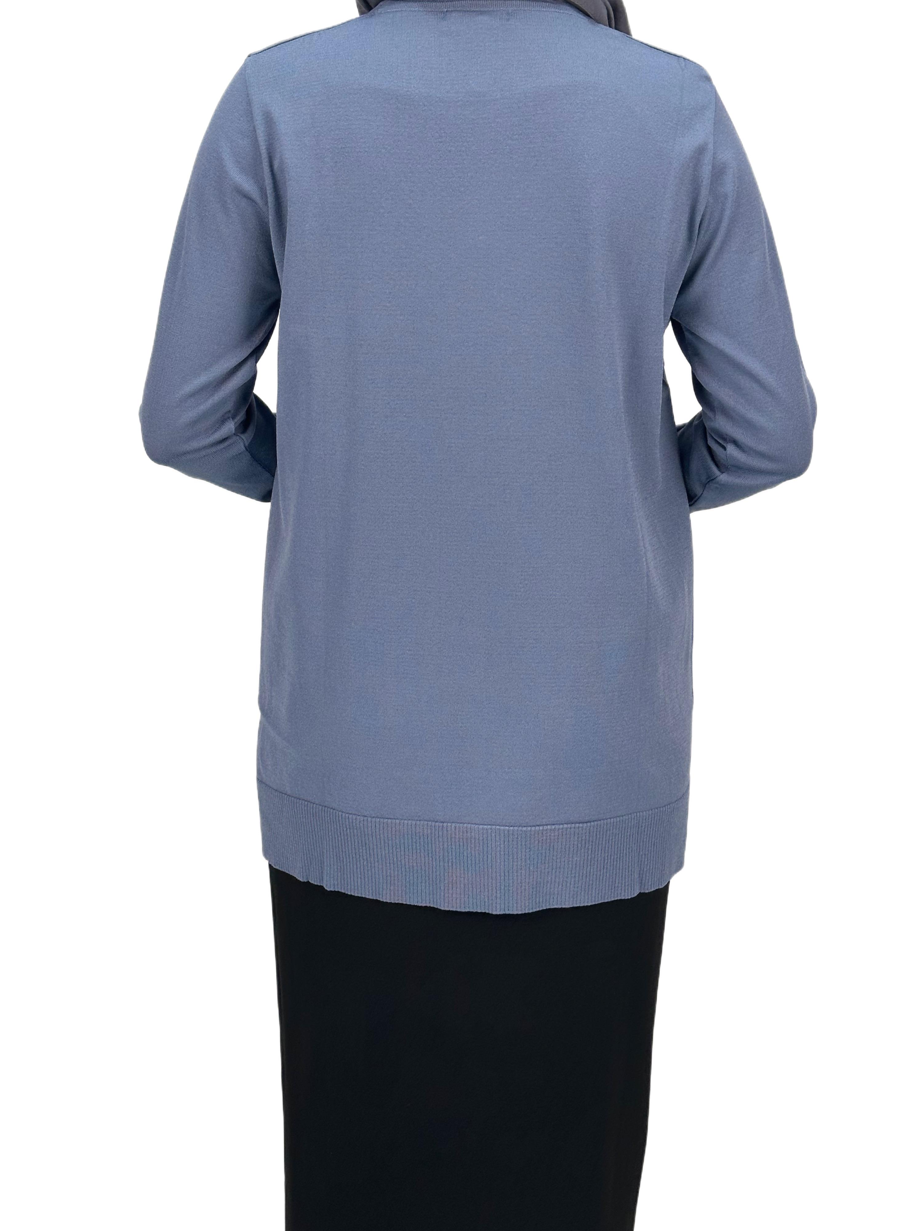 OTW1666 Merserize Triko Bluz İndigo