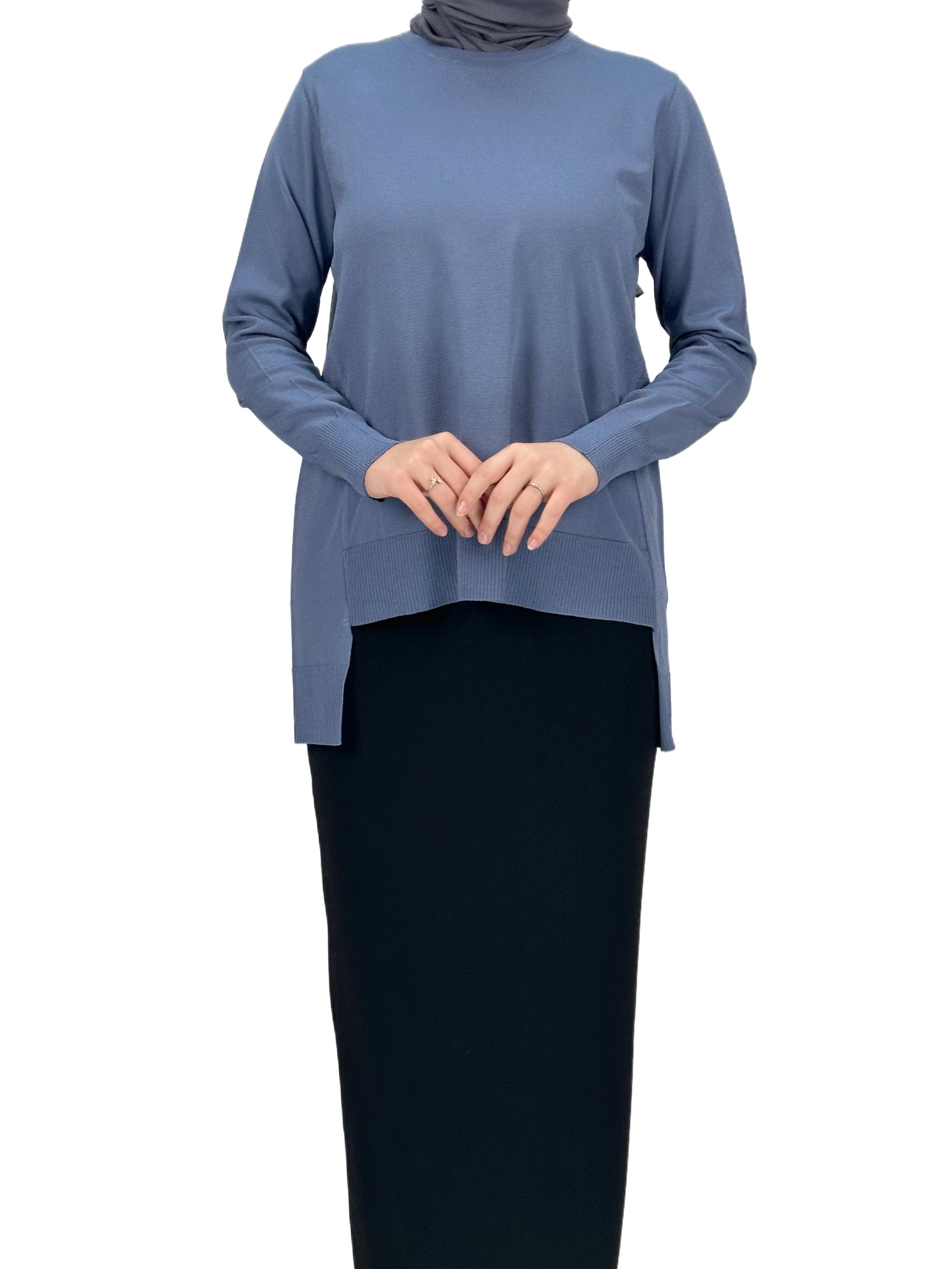 OTW1666 Merserize Triko Bluz İndigo