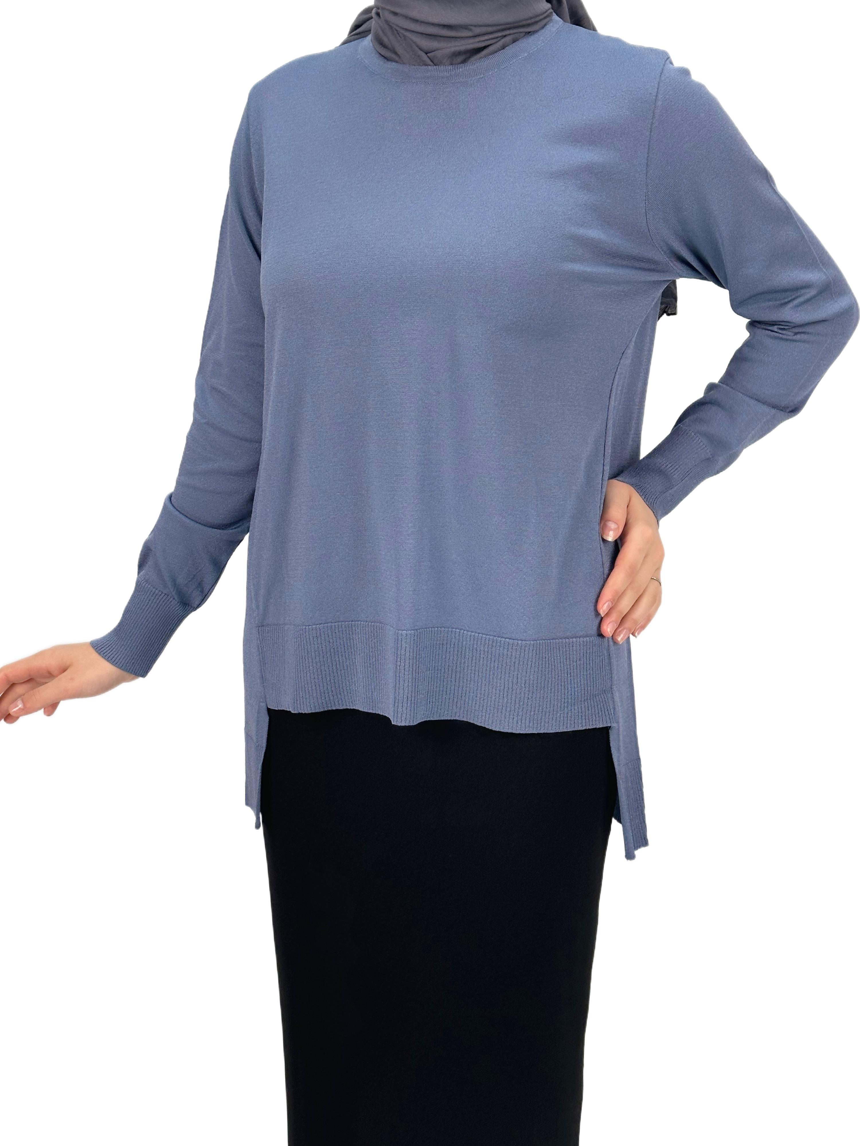 OTW1666 Merserize Triko Bluz İndigo