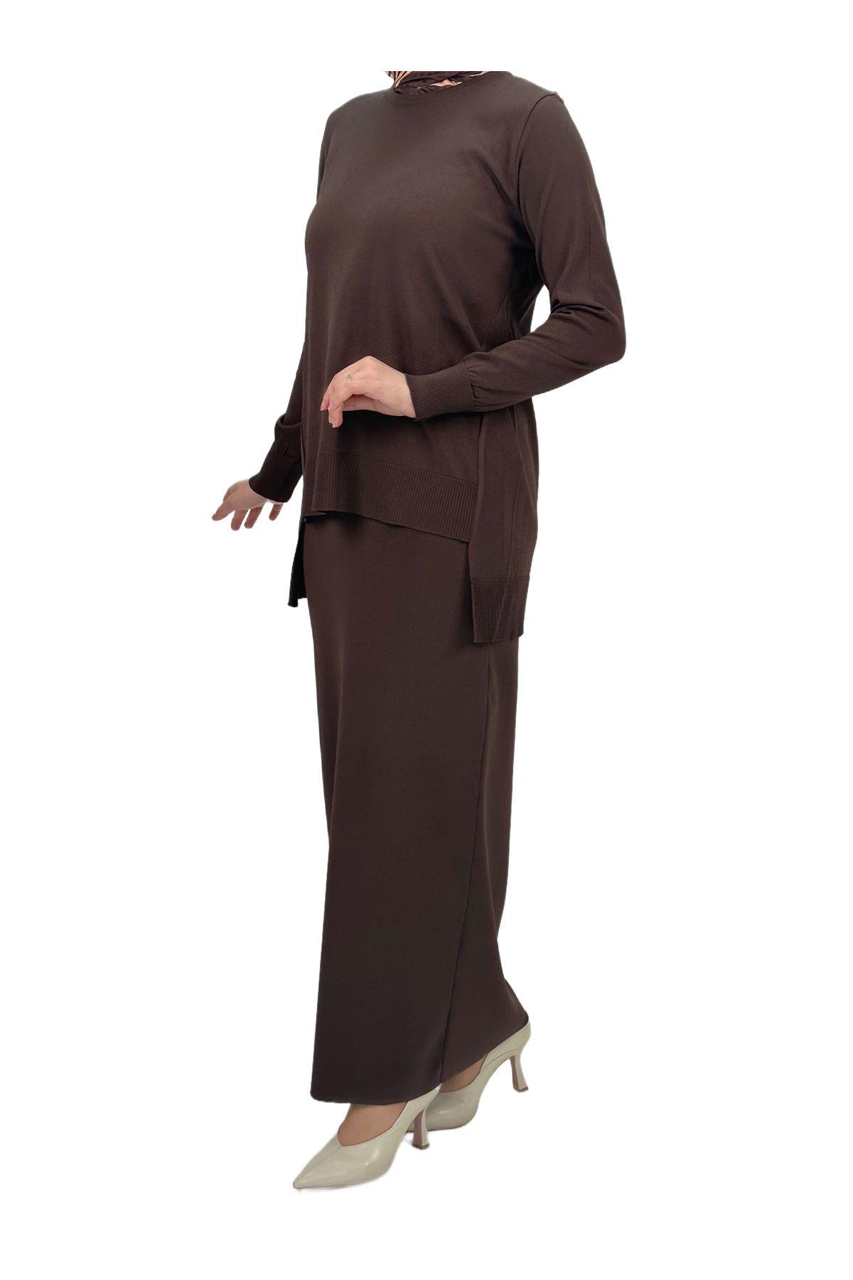 OTW1666 Merserize Triko Bluz Kahve