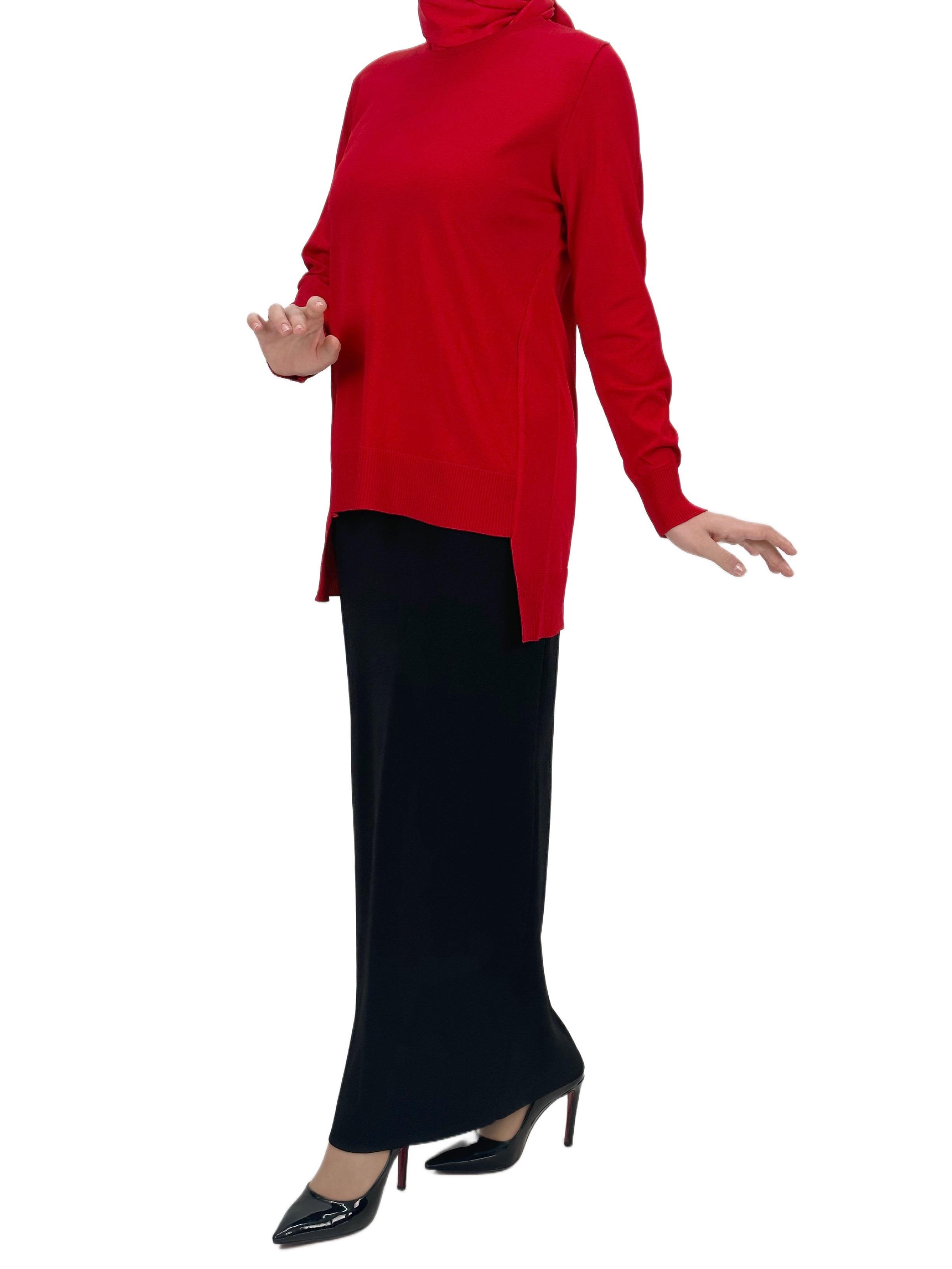 OTW1666 Merserize Triko Bluz Kırmızı