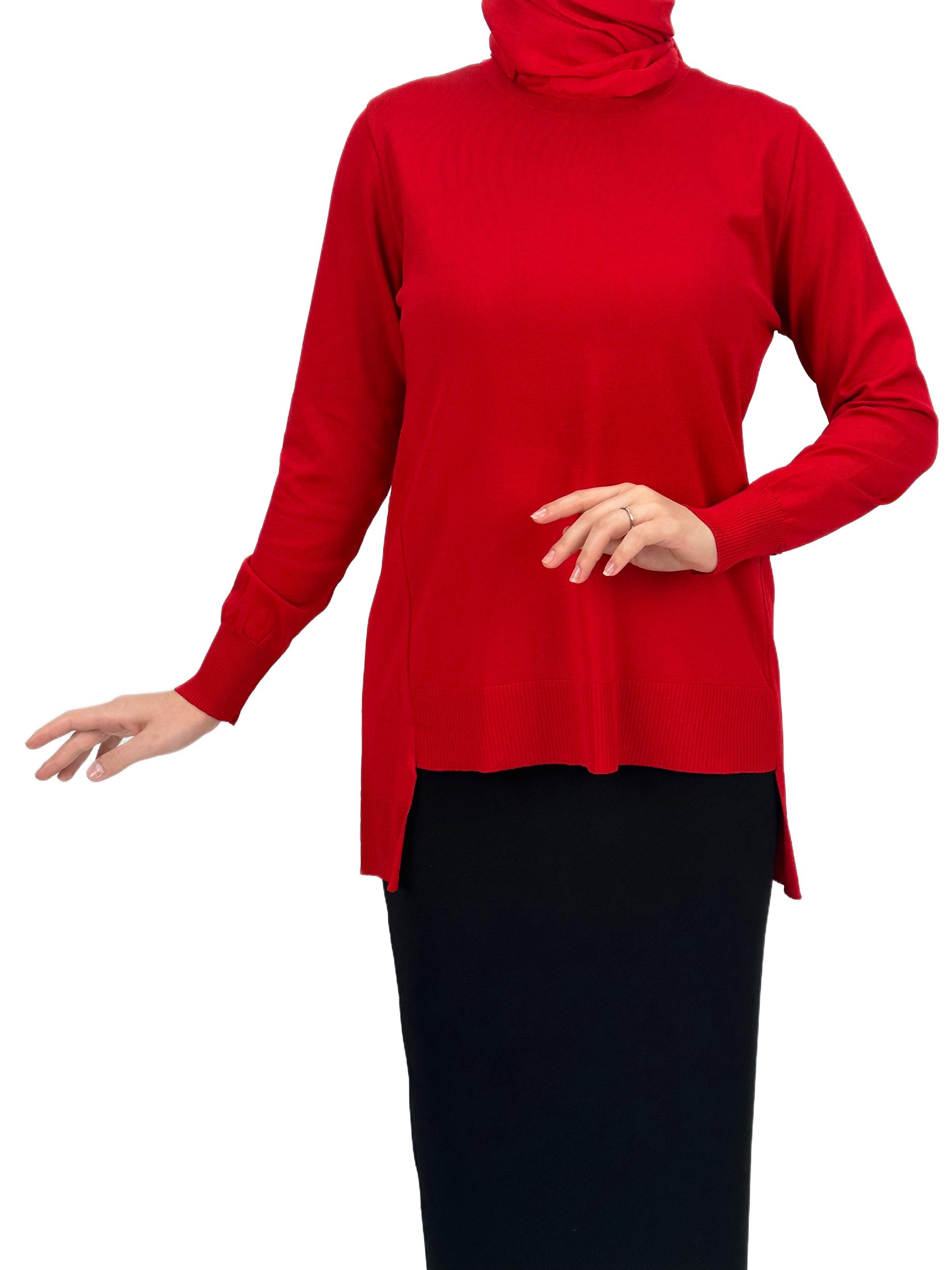 OTW1666 Merserize Triko Bluz Kırmızı