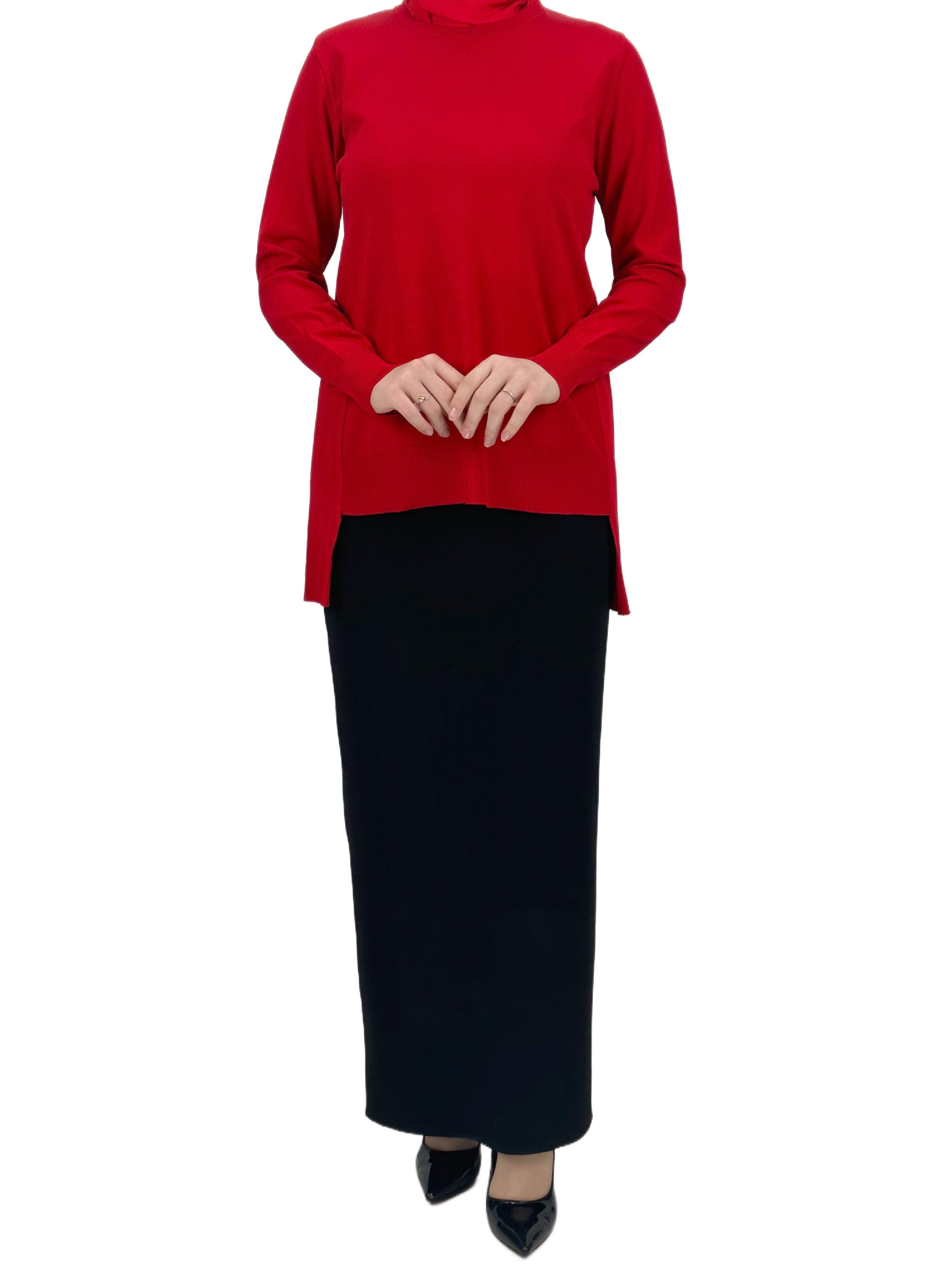 OTW1666 Merserize Triko Bluz Kırmızı