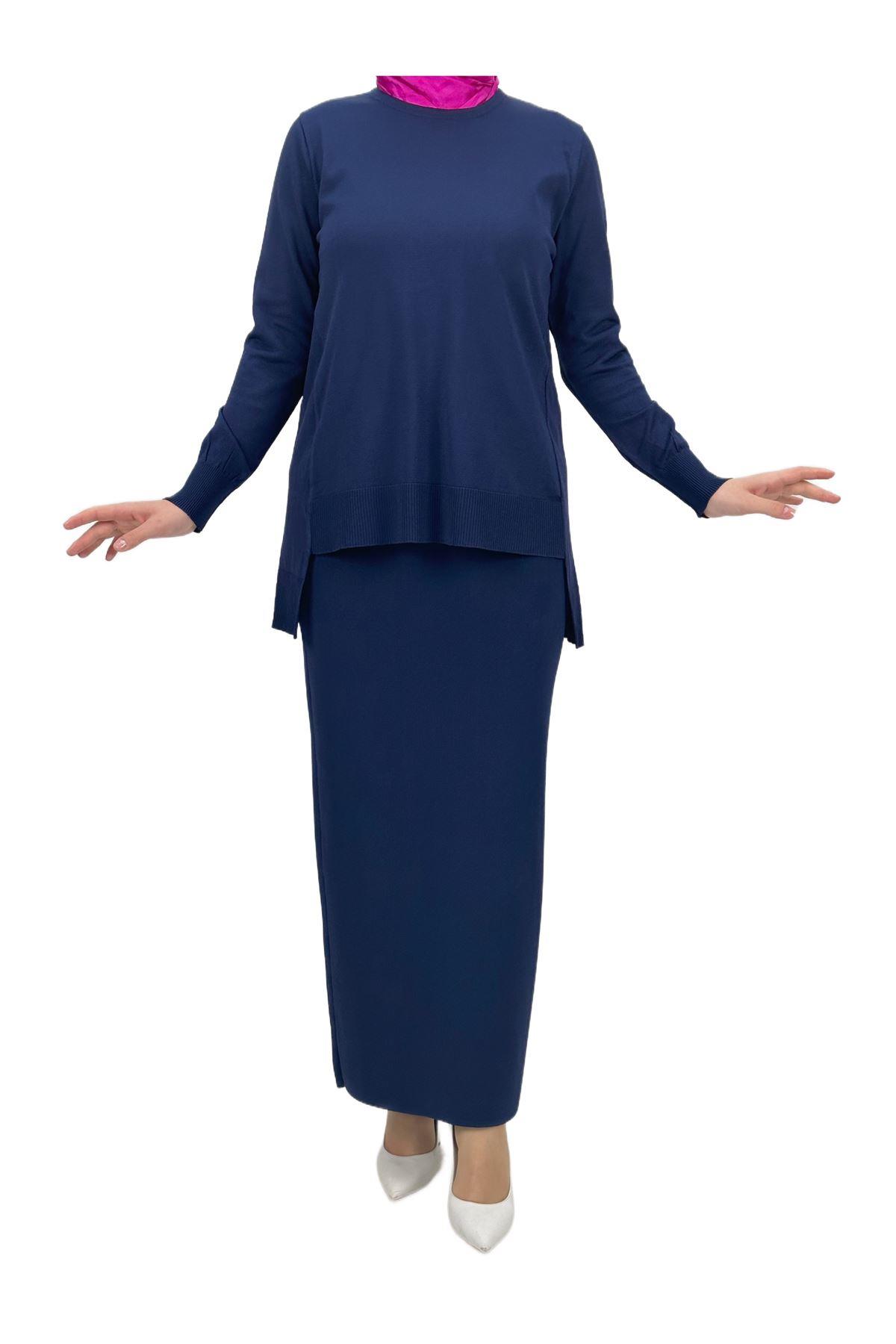 OTW1666 Merserize Triko Bluz Lacivert