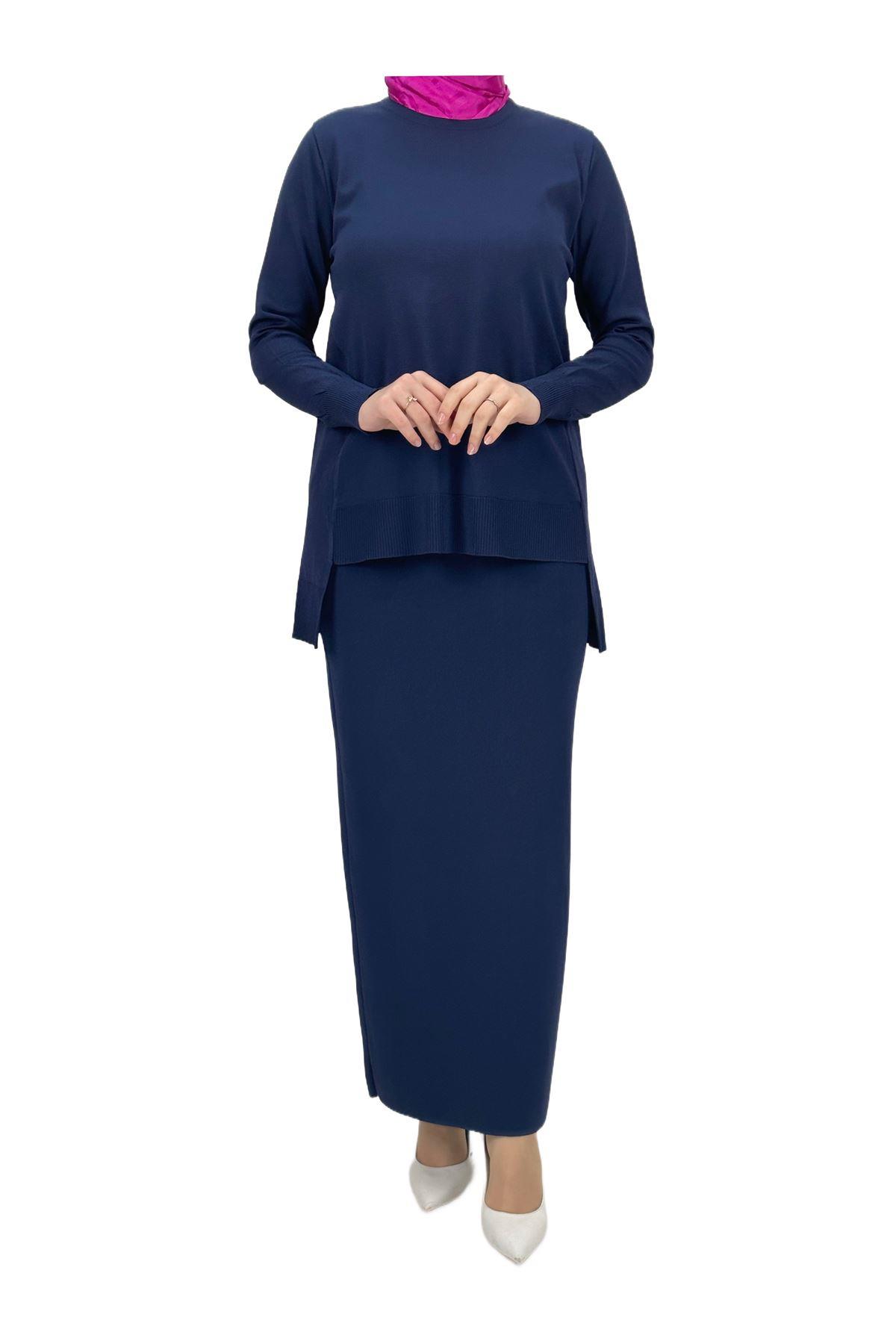 OTW1666 Merserize Triko Bluz Lacivert