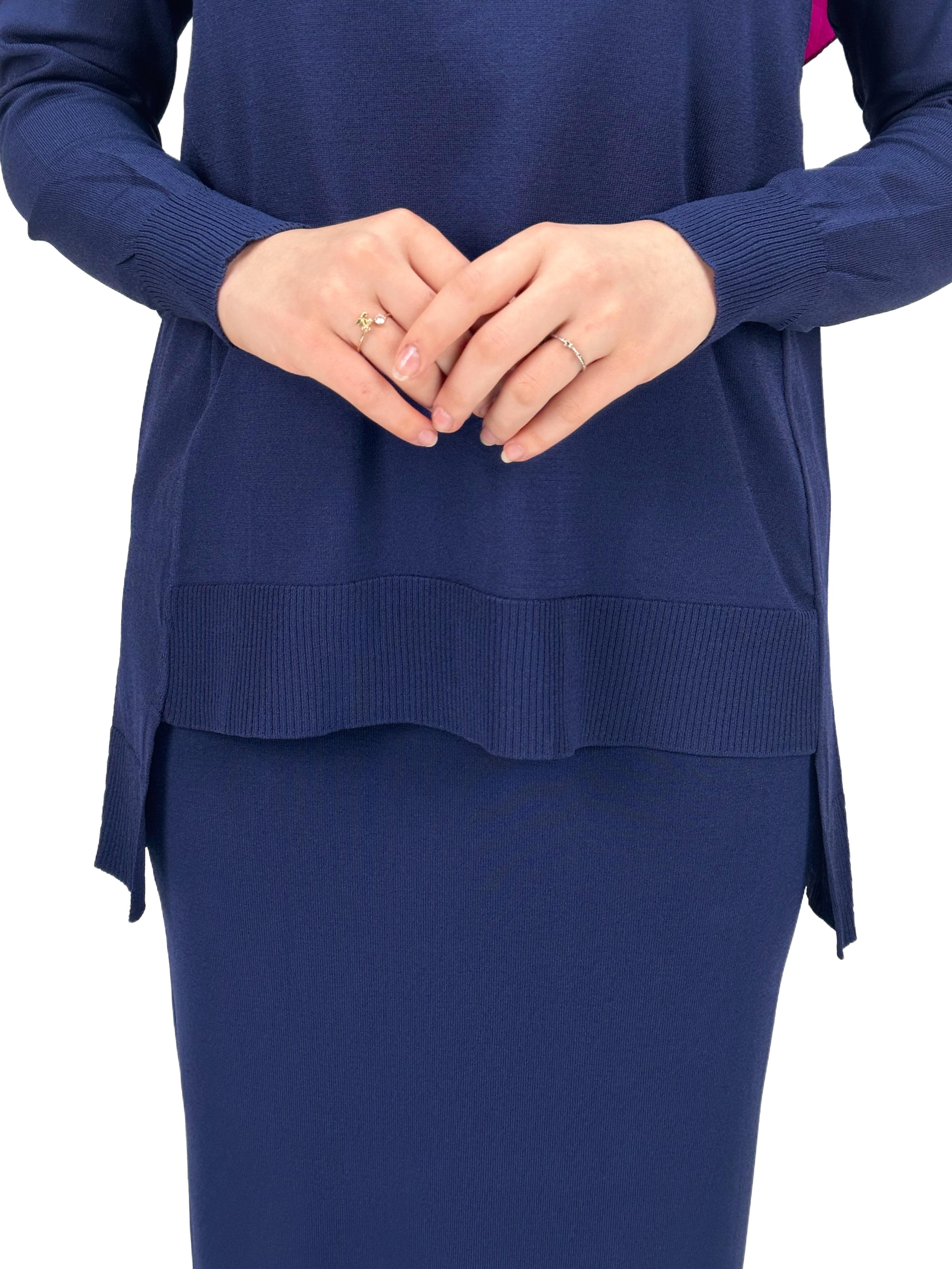 OTW1666 Merserize Triko Bluz Lacivert